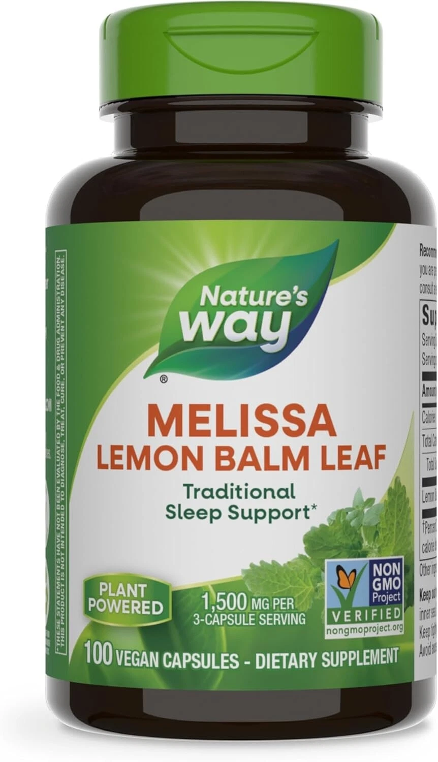 Melissa Lemon Balm Leaf 1500 Mg Super Concentrated Sleep Aid, 100 Veg Capsules