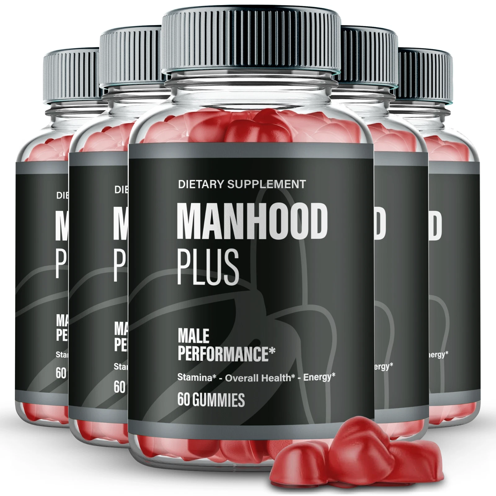 (5 Pack) Manhood Plus Advanced Men's Health Gummies Increased Energy & Stamina
