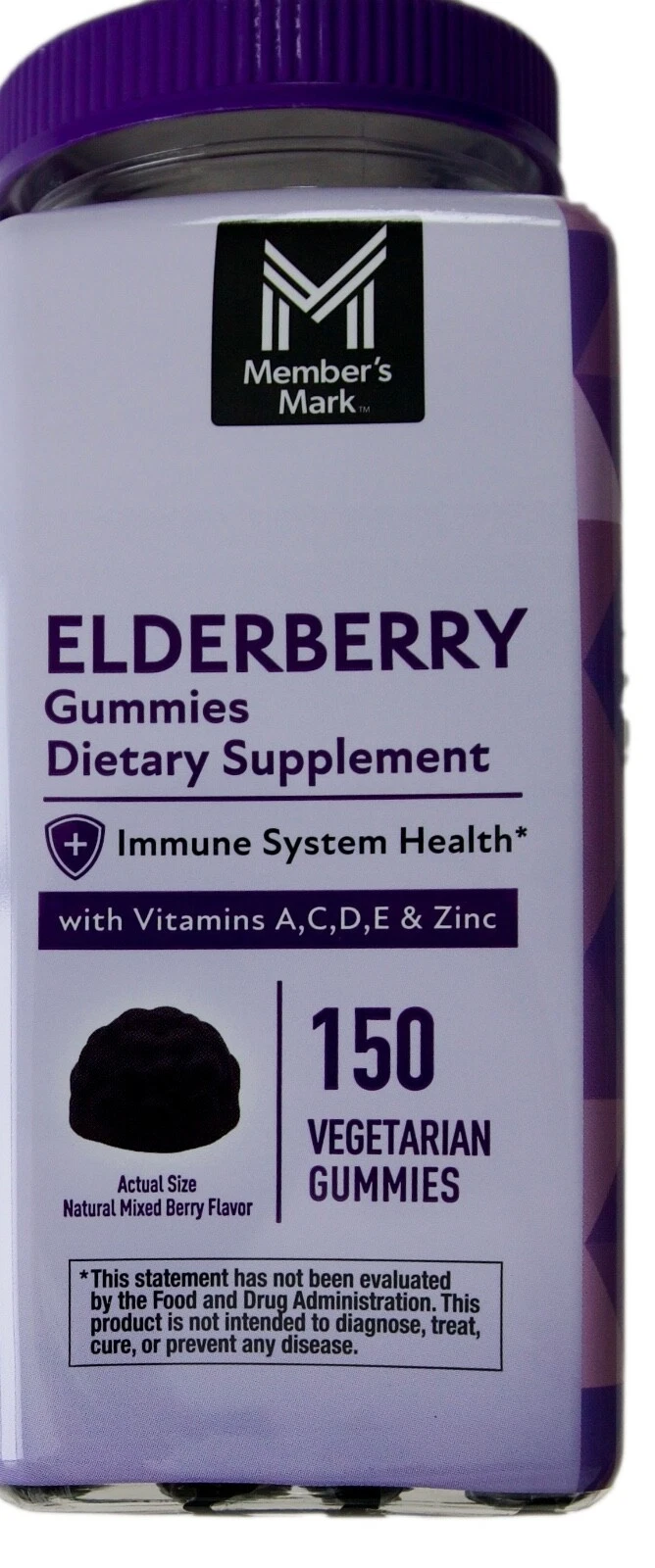 Member's Mark Elderberry Gummies with Vitamins A, C, D, E, Zinc, 150 Count
