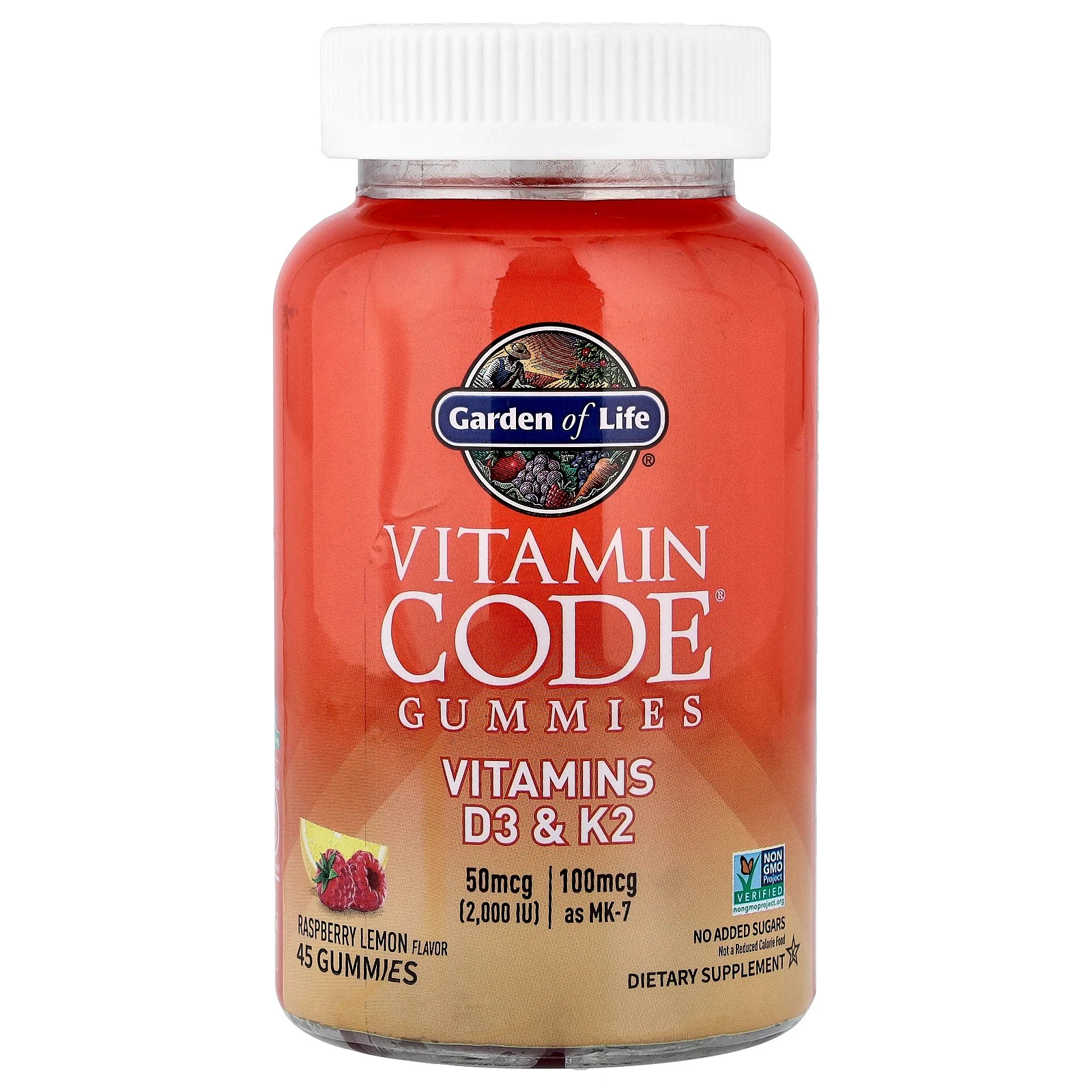 Vitamin Code Gummies, Vitamins D3 & K2, Raspberry Lemon, 45 Gummies
