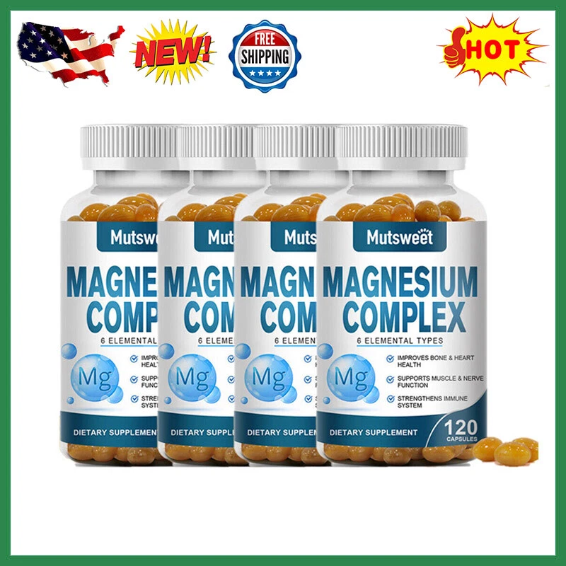 1/2/4PC Magnesium Complex, Natural Anti Anxiety&amp;Stress Relief Supplement