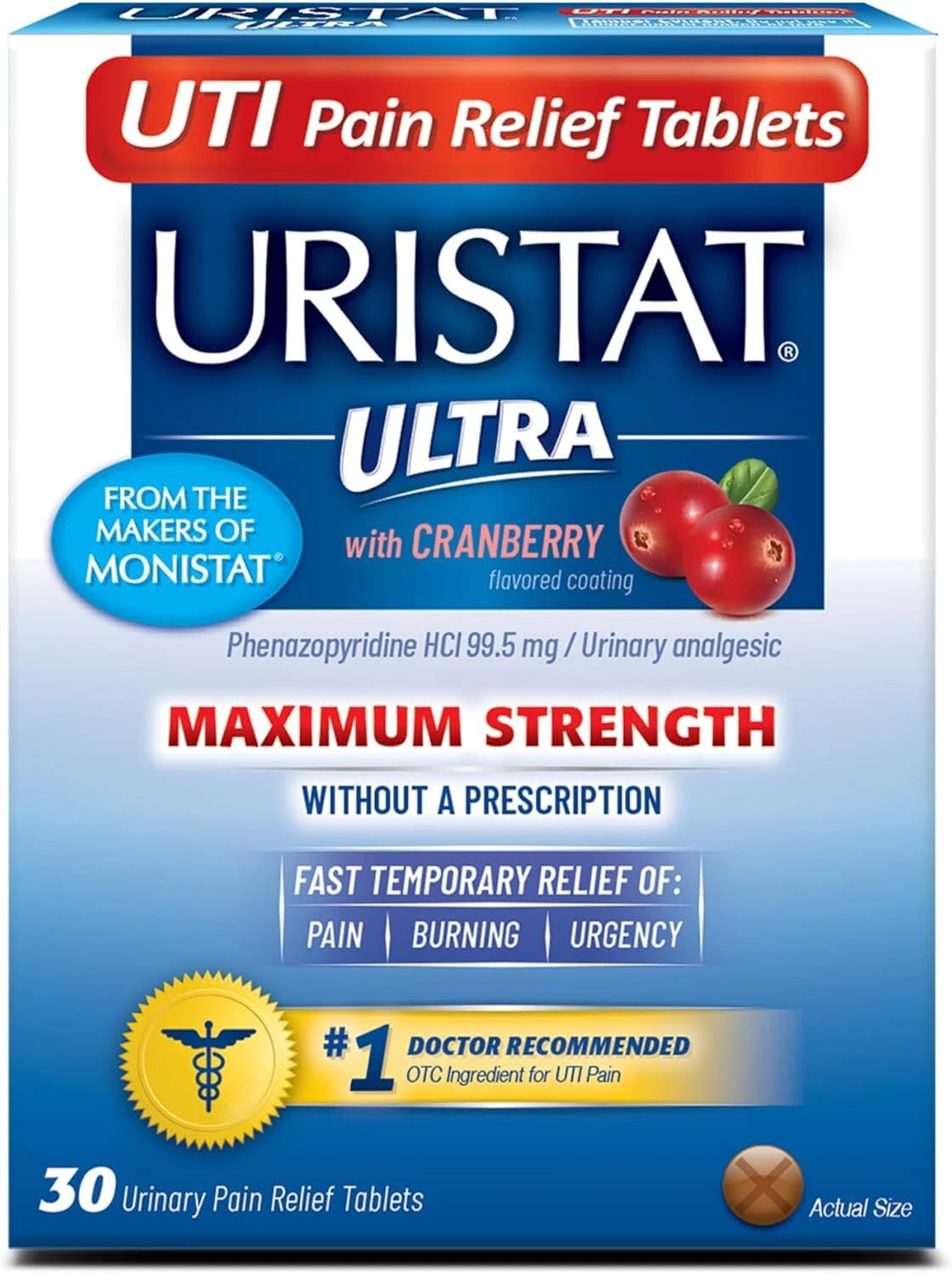 Uristat Ultra Pain Relief 30 Tablets Urinary Tract Infection Relief