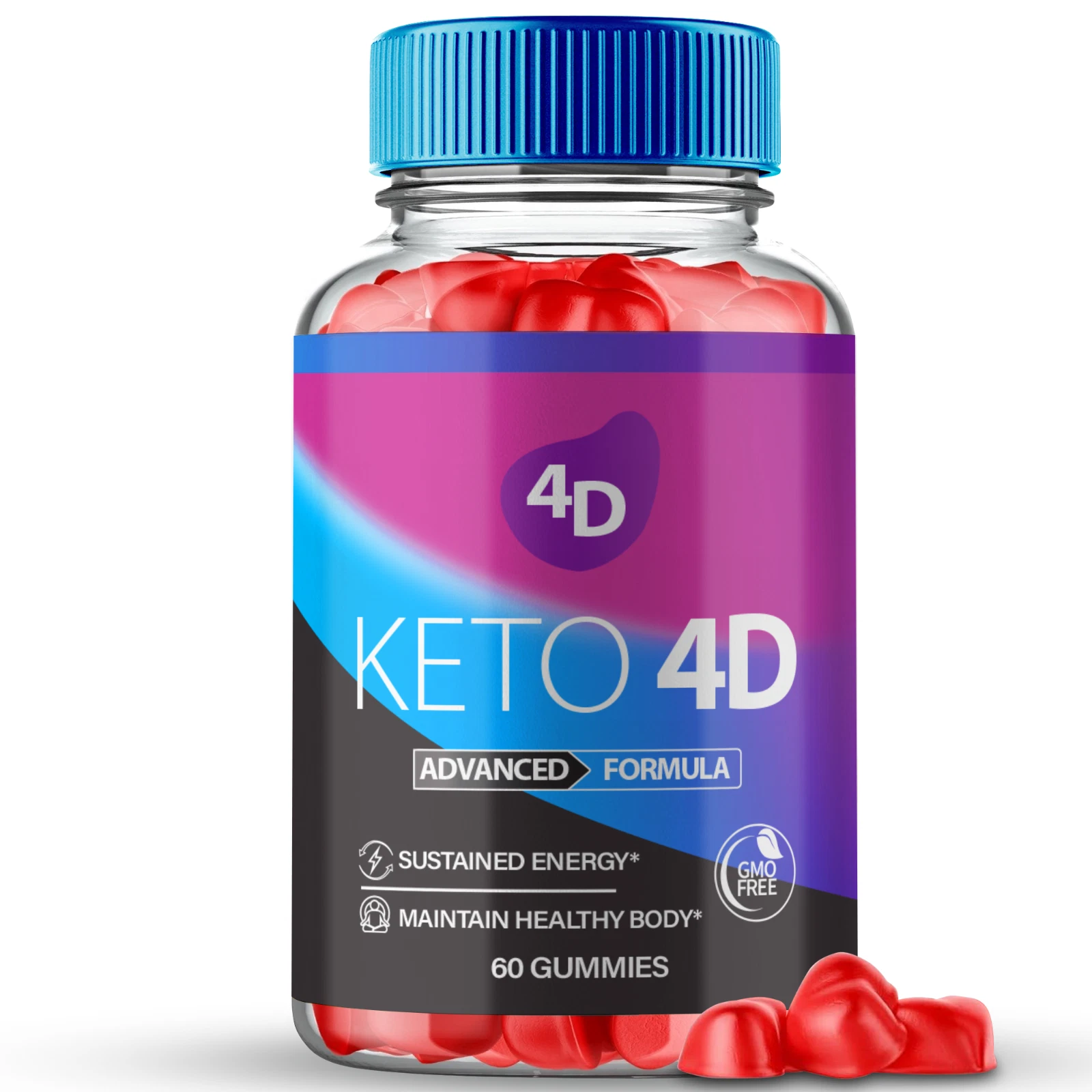 Keto 4D Keto + ACV Weight Loss Gummies for Energy and Burning Fat 60ct