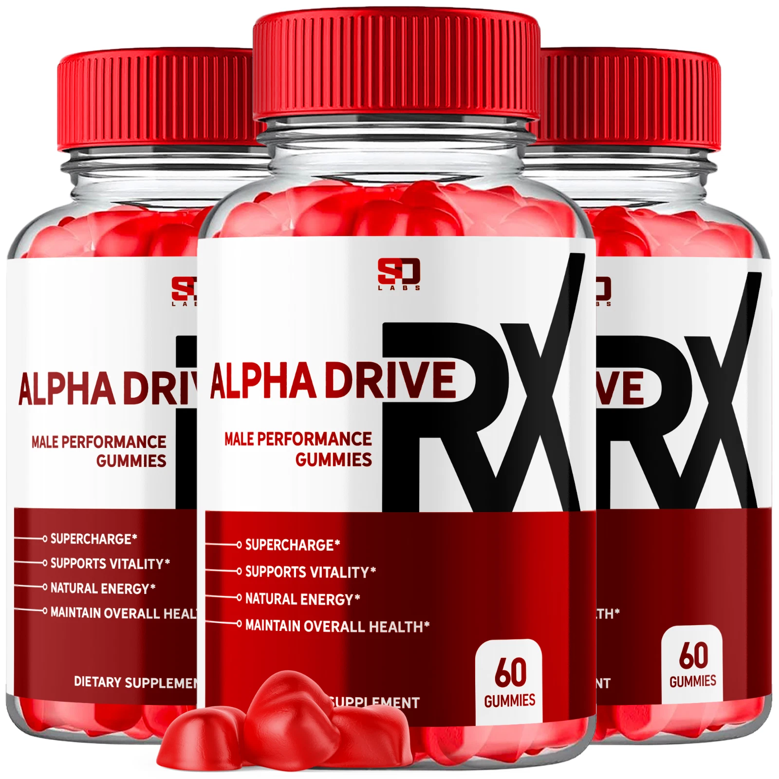 (3 Pack) Alpha Drive RX Male Enhancing Gummies - Men's Performance (180 Gummies)