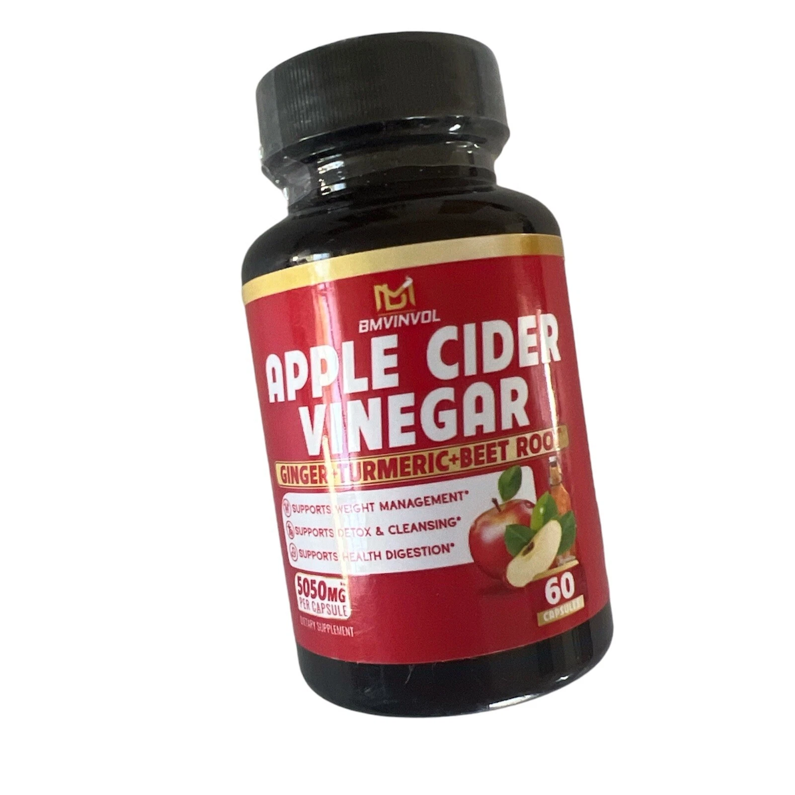BMVINVOL Apple Cider Vinegar Support Detox Digestion... 60ct 5050mg Exp 04/27