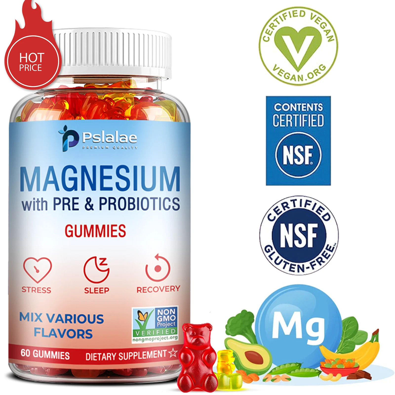Magnesium Gummies - with Prebiotics & Probiotics, High Absorption,Improved Sleep