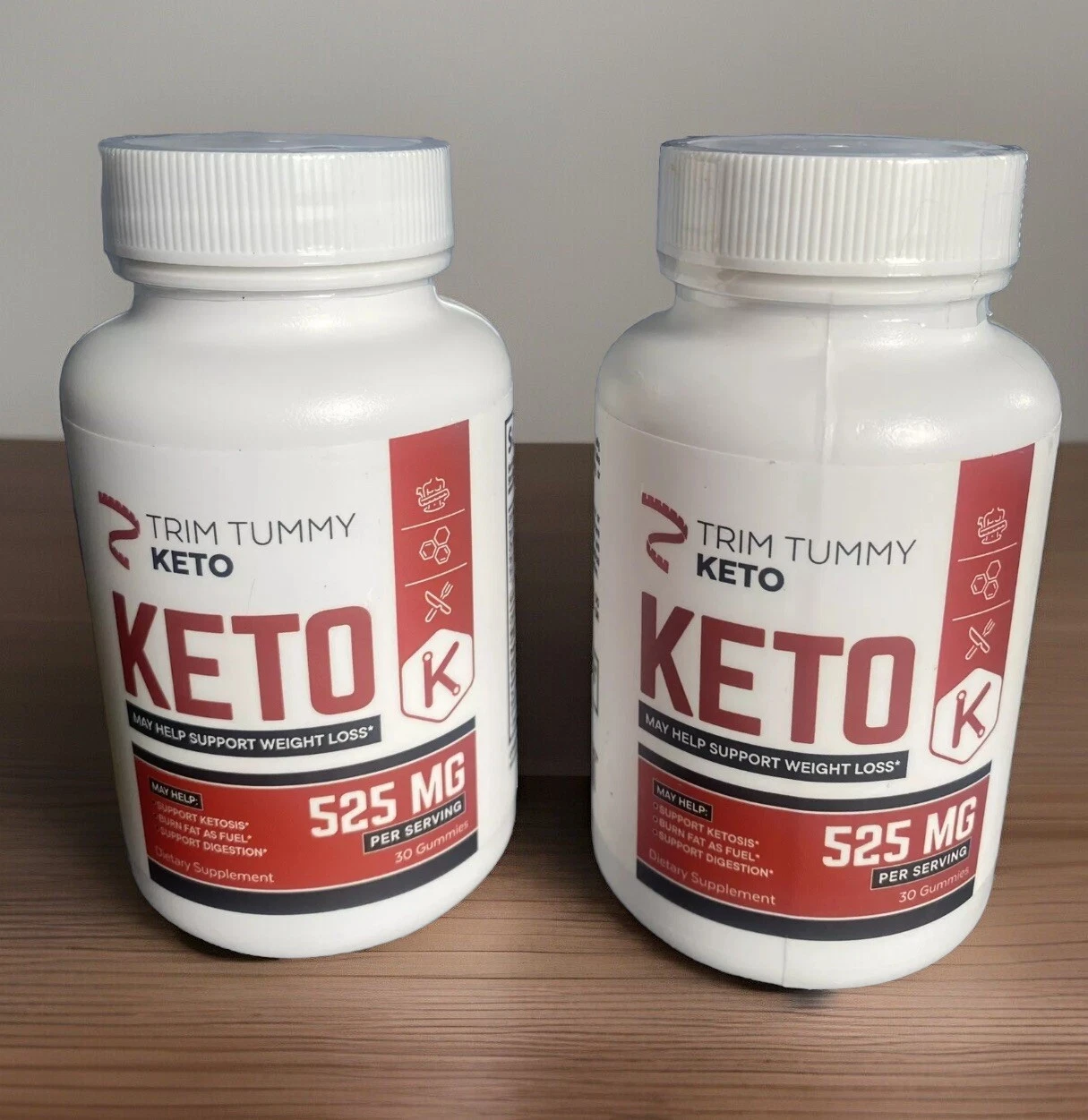2 Trim Tummy Keto ACV Gummies, Trim Tummy ACV Max Strength 525mg 30/Bottle.NEW