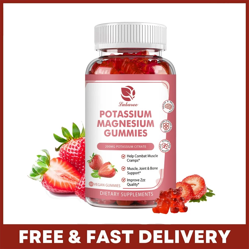 60 Gummies Potassium Magnesium Gummies for Adults and Kids High Absorption