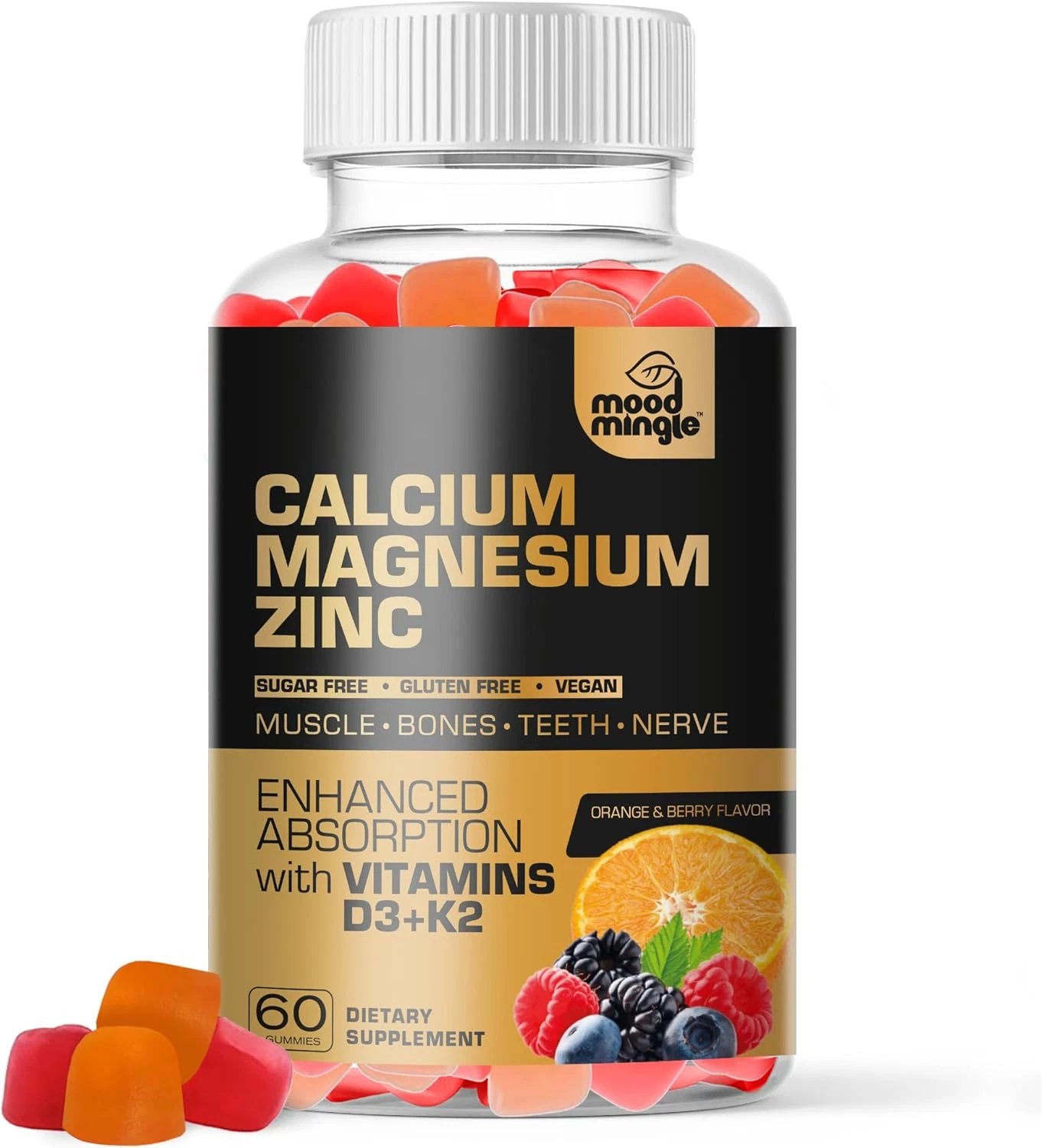 Calcium Magnesium Zinc Supplement Gummies for Kids Toddler & Adults - Enhanced A