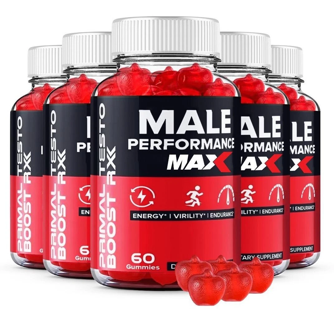 (5 Pack) Primal Testo Boost RX Gummies for Men - Male Performance Max Energy
