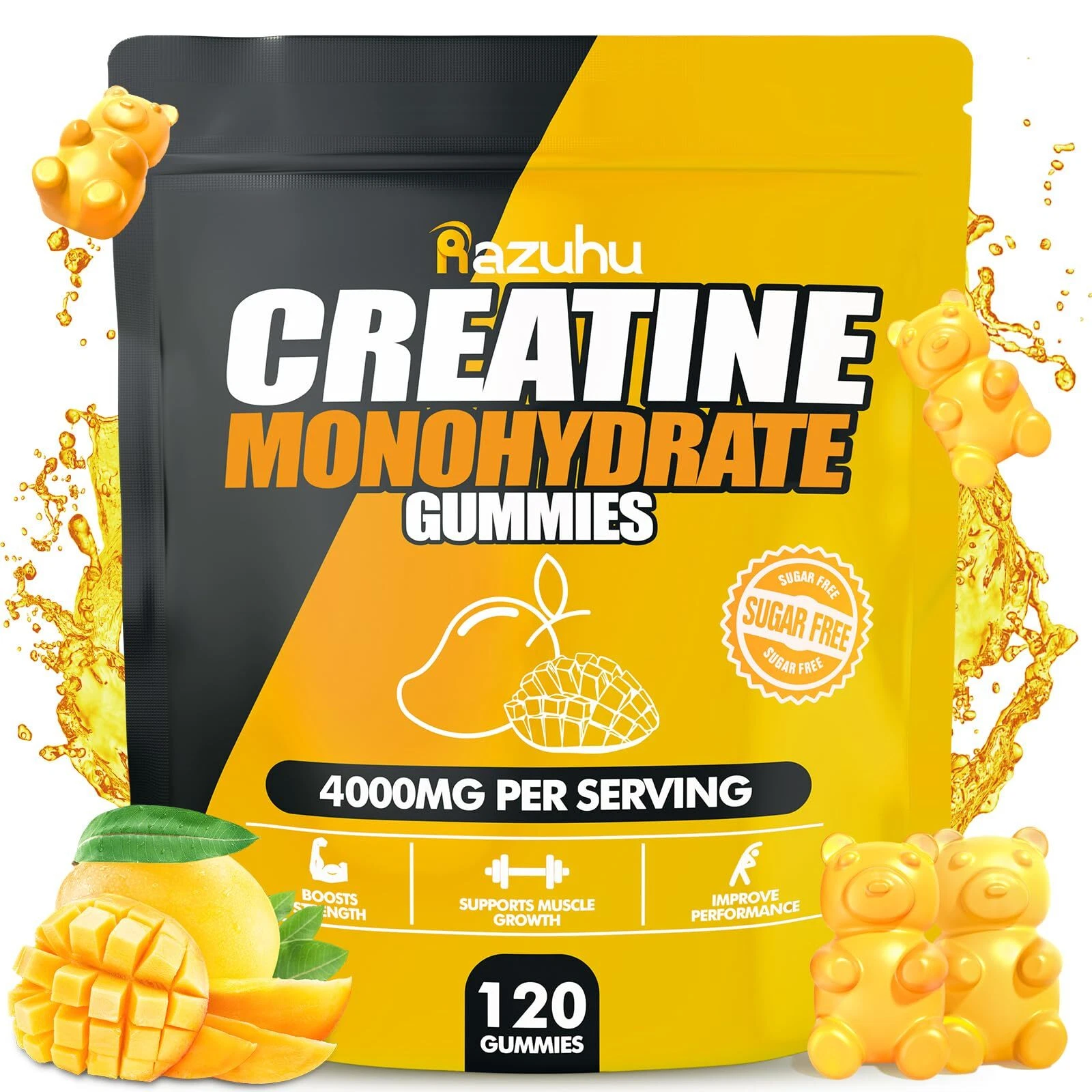 Gomitas monohidrato de creatina Razuhu para hombres y mujeres 4 g de creatina monohidrato...