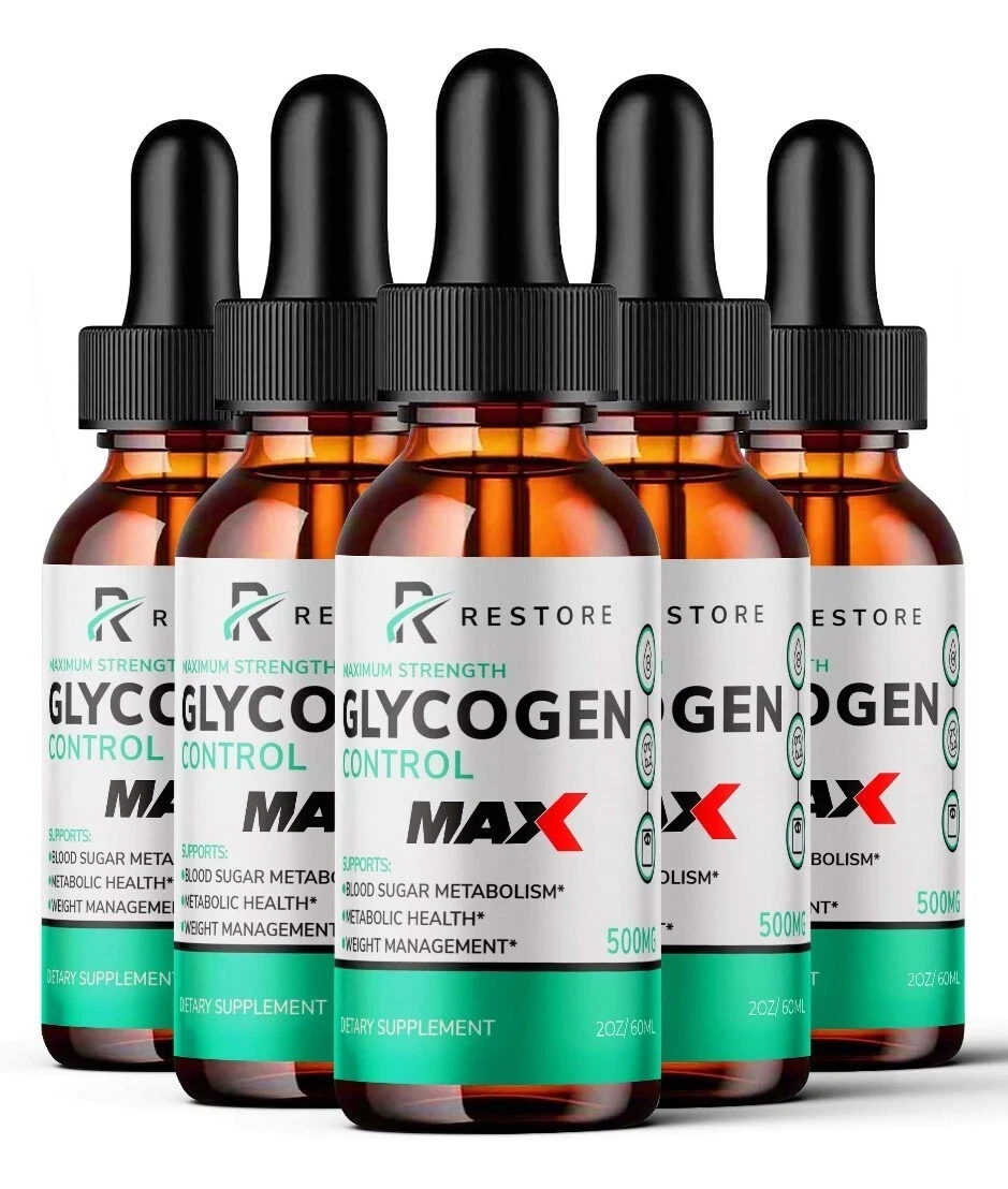 Restore Glycogen MAX Control Blood Drops, Blood Sugar Control Drops (5 Pack)