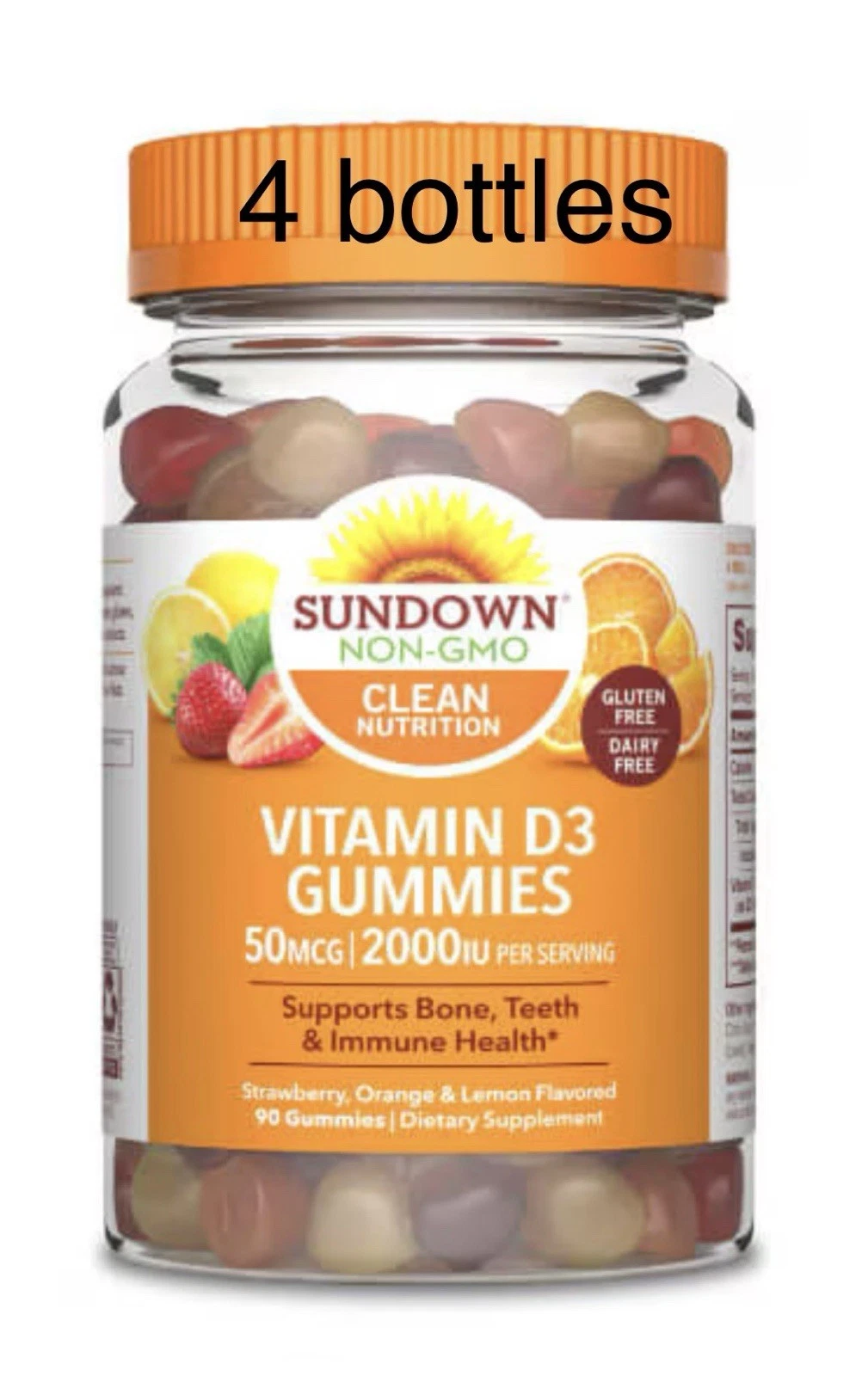 GOMITAS 360 ct SUNDOWN VIT D3 ~ NARANJA FRESA LIMÓN Naranja y Limón 2000 iu