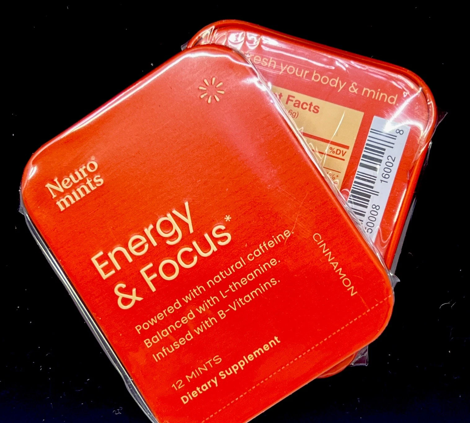 Neuro Mints L-theanine B-12 Nootropics Caffeine 2pk 24pc Energy & Focus Cinnamon
