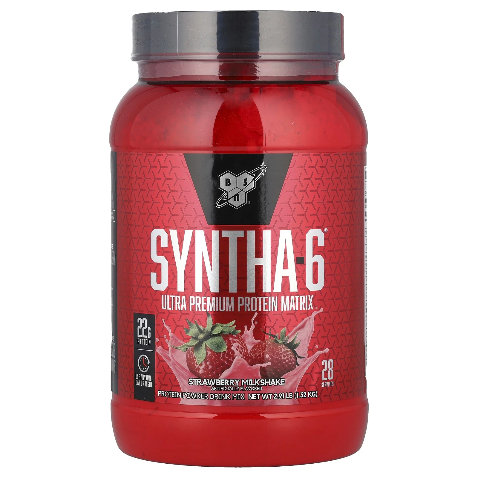 BSN, Syntha-6 Lean Muscle Protein Powder Drink Mix Strawberry Milkshake 2.91 lbs