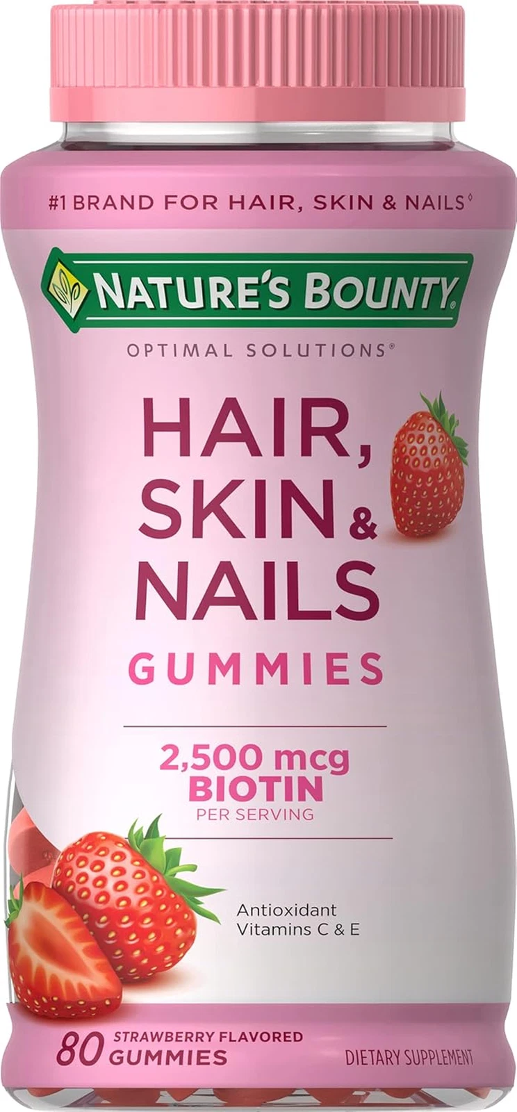 Optimal Solutions Hair, Skin & Nails Vitamin Gummies with Biotin, 80 Count