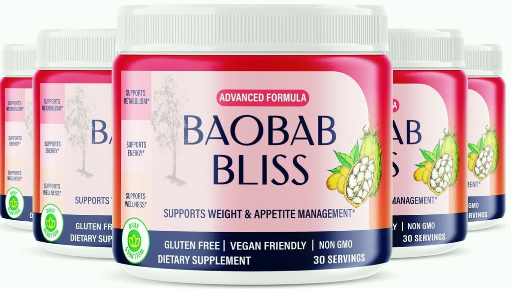 (5 Pack) Baobab Bliss Weight Loss Powder, Baobab Superfruit Fat Burn Drink Mix