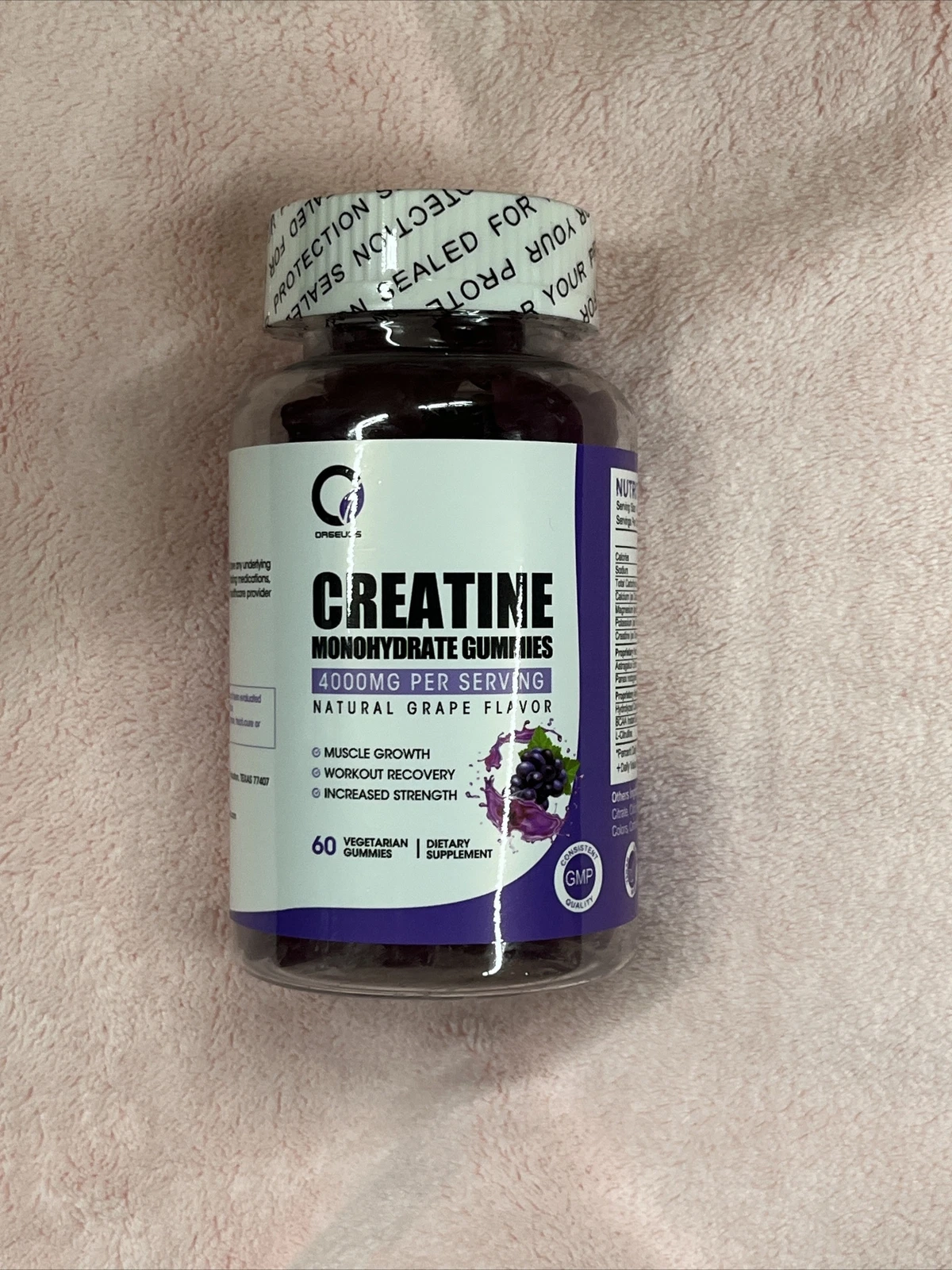 Orgeuos Creatine Monohydrate 60 Gummies Muscle Gaining Support 4000mg Exp 01/26