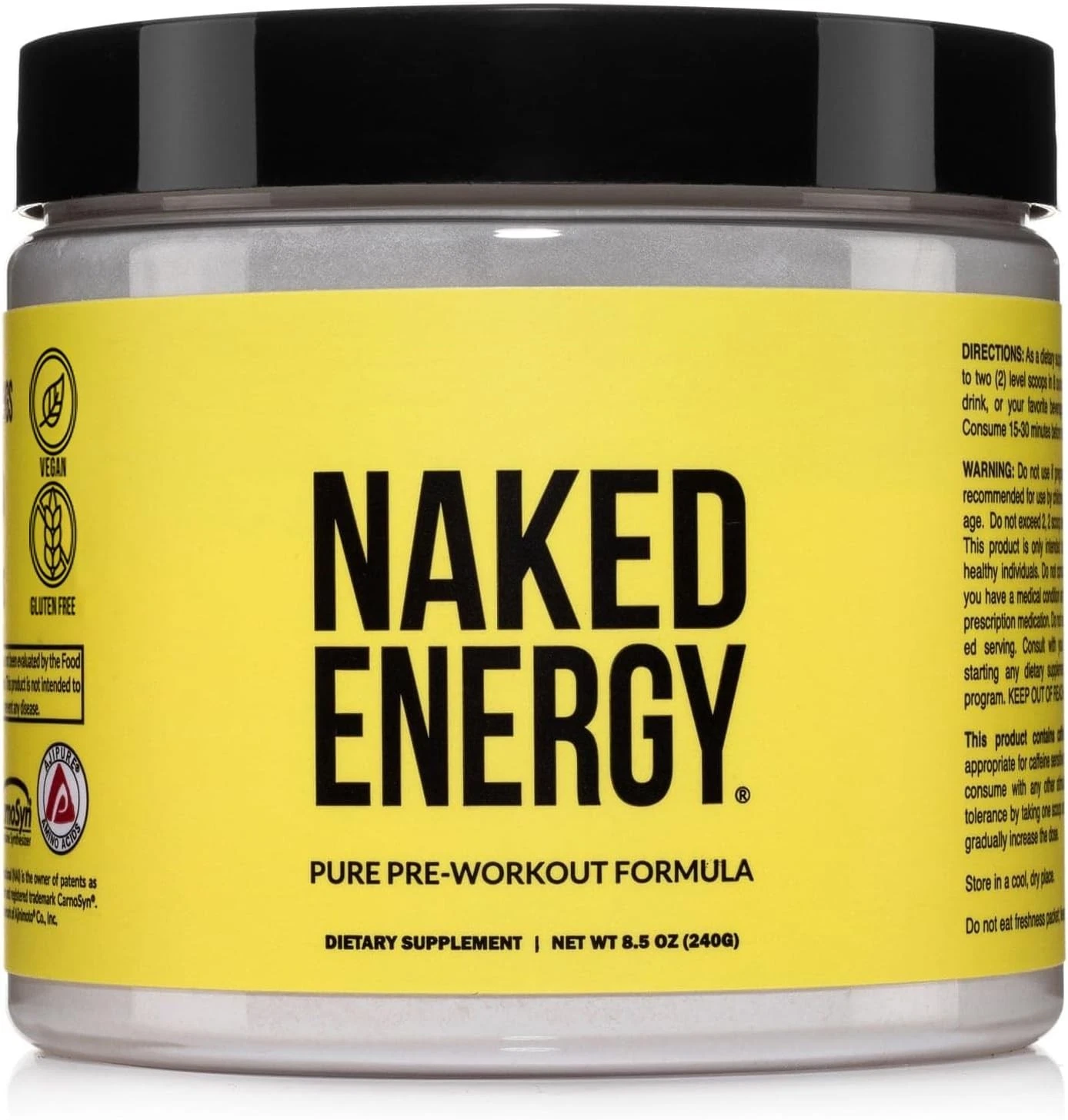 NAKED Energy - Pure Pre Workout Powder for Men and Women, Vegan, Unflavored,...