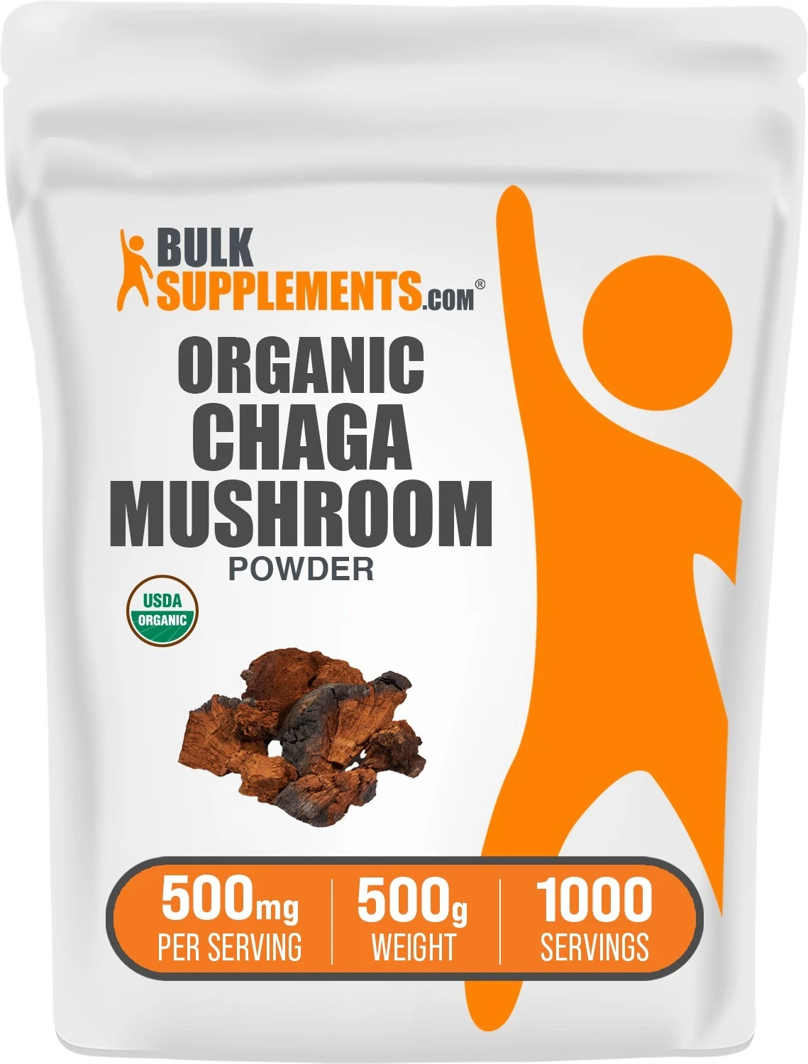 BulkSupplements Organic Chaga Mushroom Powder - 500mg per Serving