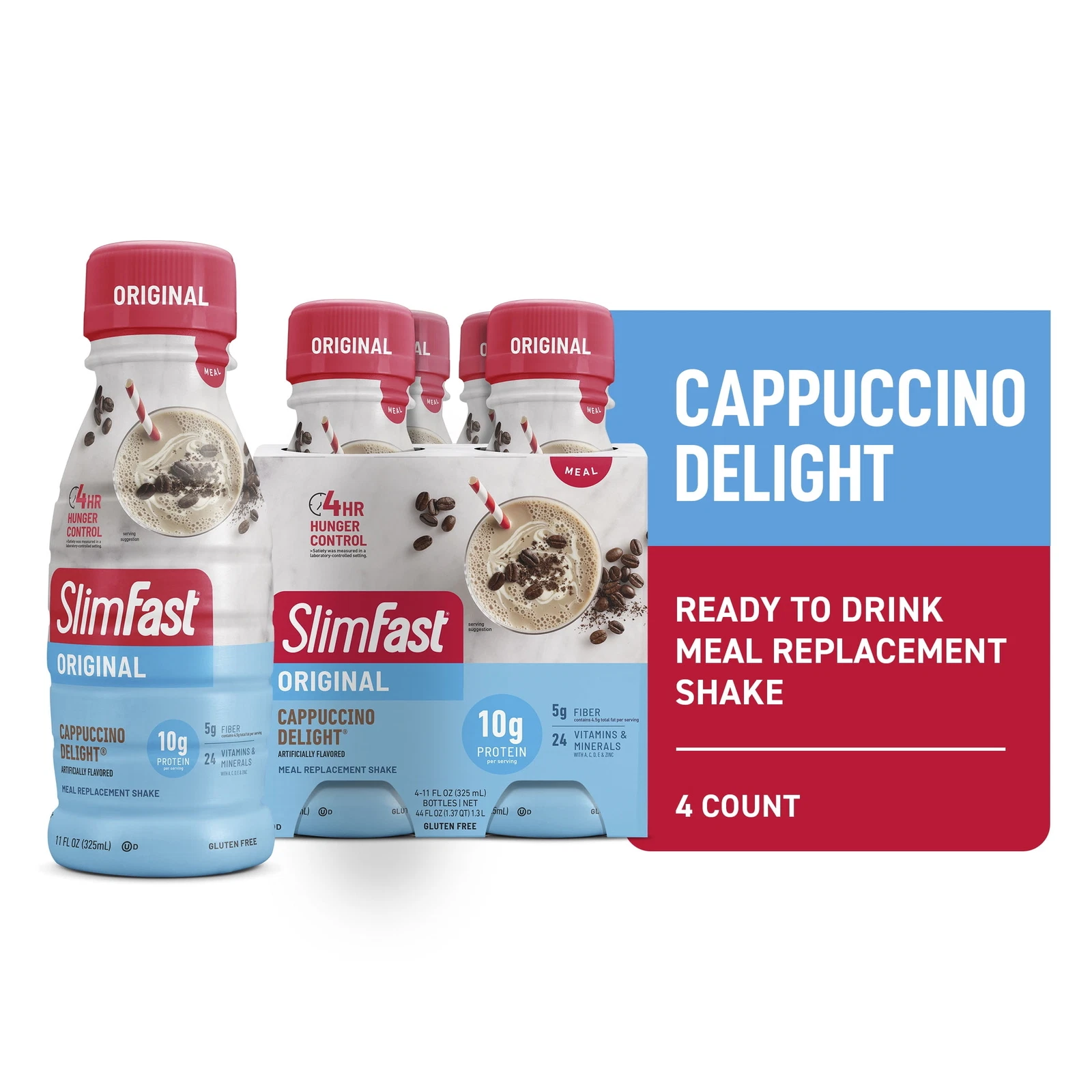 Cappuccino Delight Meal Replacement Shakes - 4 CT