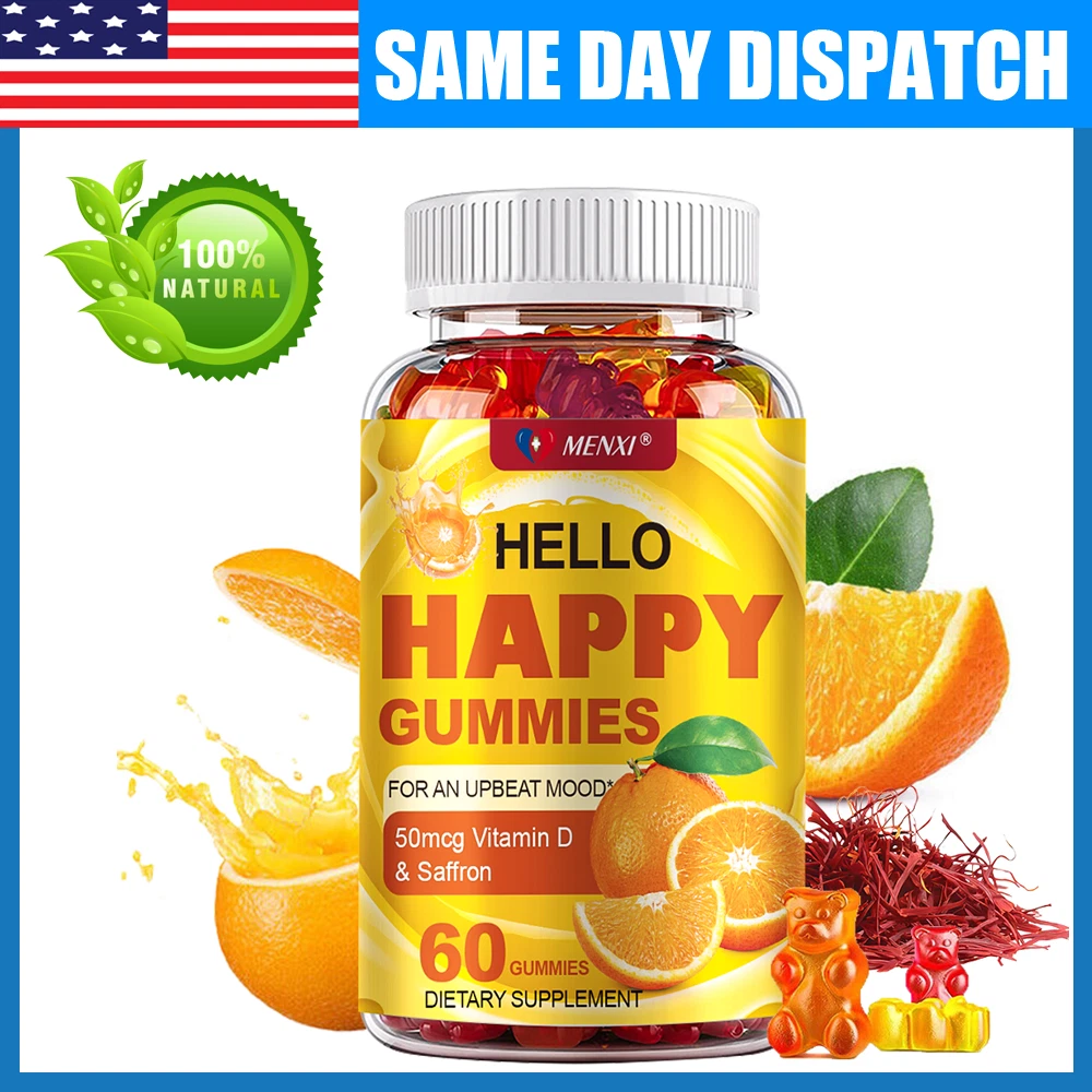 Hello Happy Gummies - Optimistic Mood, Reduce Fatigue - with Vitamin D & Saffron