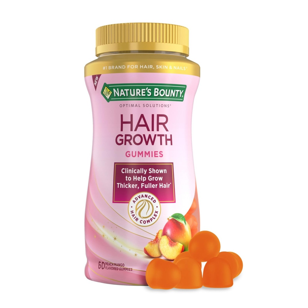 Nature's Bounty Hair Growth Gummies for Supporting Thicker, Fuller Hair with Bio