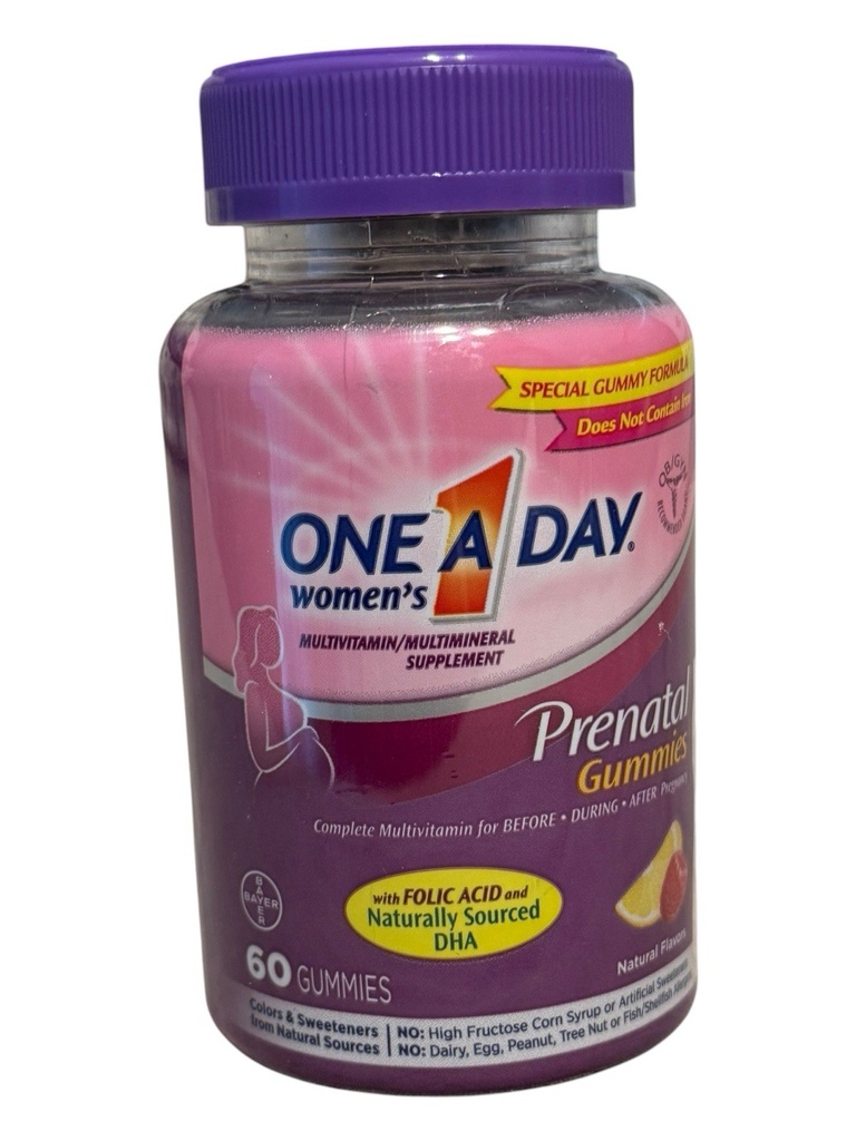 One a Day Prenatal Gummies Natural Fruit 60ct 016500568704a1245