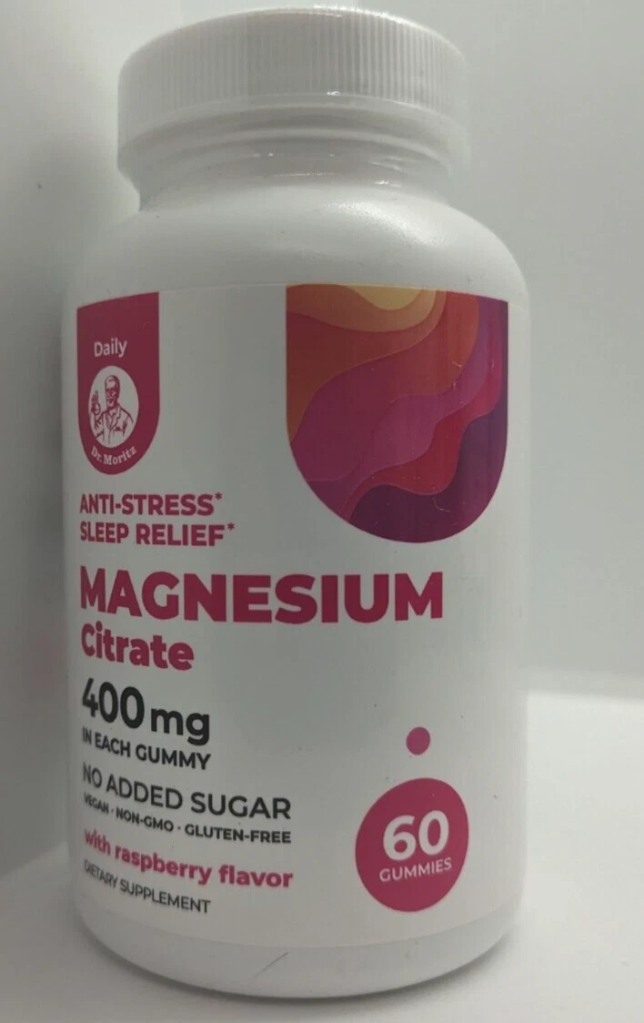 Magnesium Citrate 400mg Gummies Sugar-Free Anti-Stress Sleep 04/26