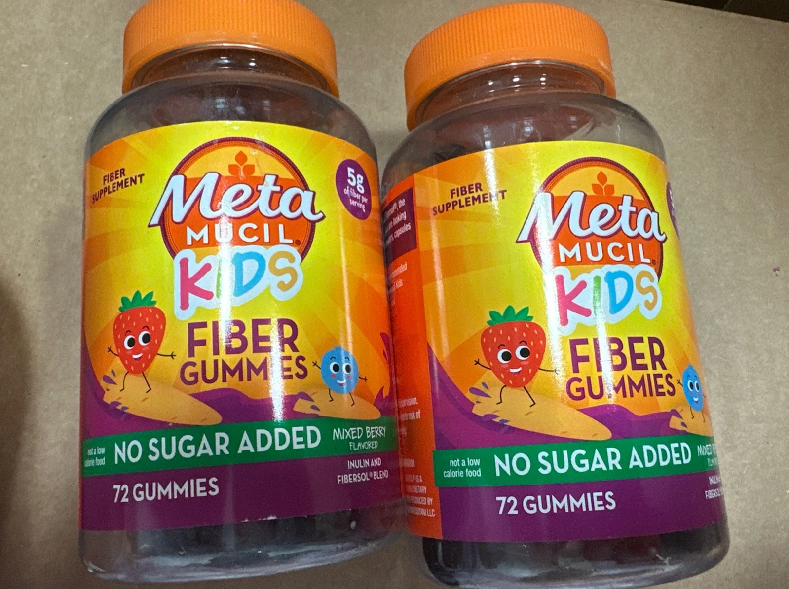 2 Pk Metamucil Kids Fiber Gummies 72 Gummies Mixed Berry No Sugar Added EXP05/26