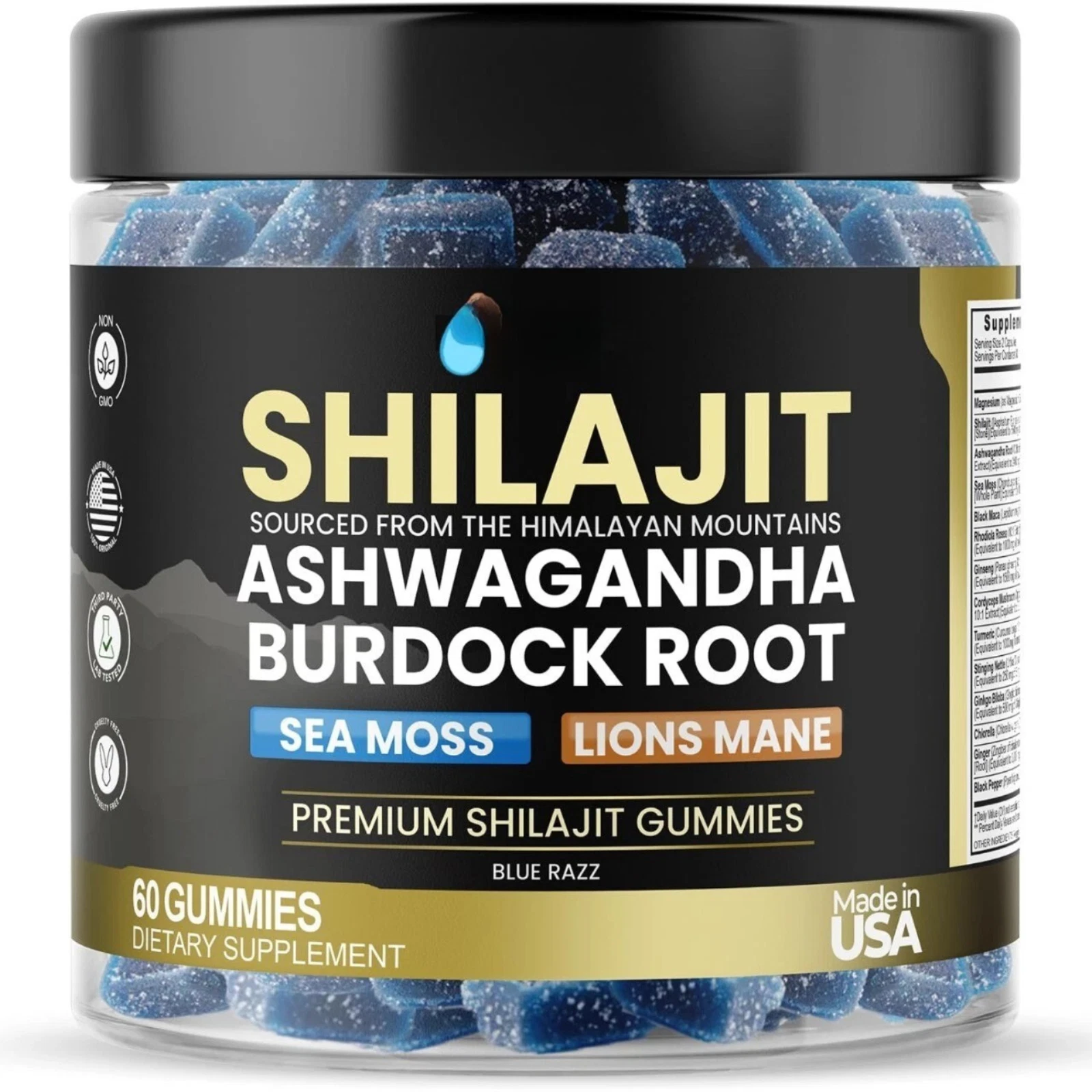 Pure Himalayan Shilajit Gummies Immune Support with Ashwagandha Chaga Mushroom