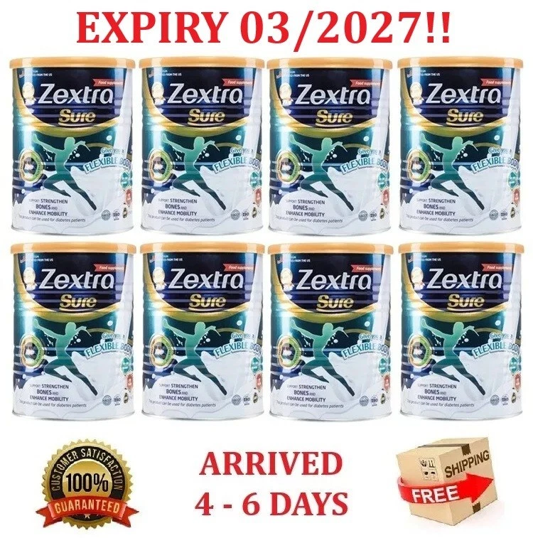 8 Cans Zextra Sure Milk For Knee Back Pain Strengthen Bones Food Supplement 400g