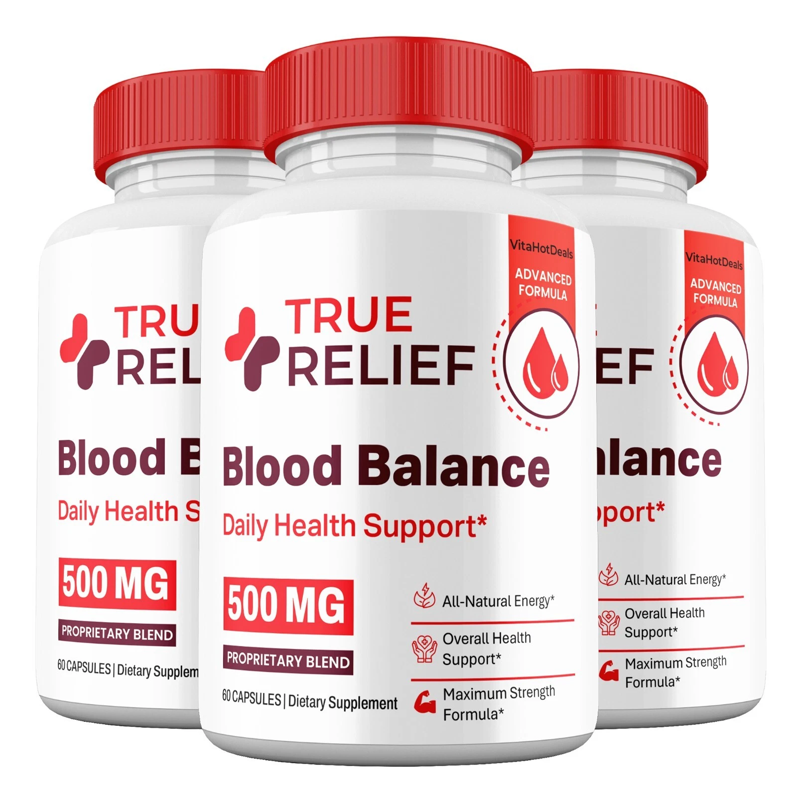 True Relief Blood Balance Capsules, Max Strength, TrueRelief Pills (3 Pack)