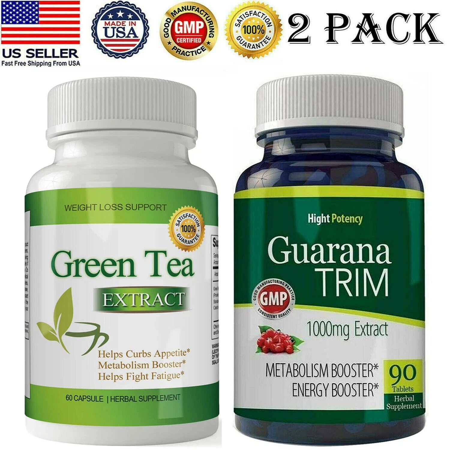 Green Tea Extract Weight Loss Capsules Guarana Trim Seed Extract Fat Burn Pills