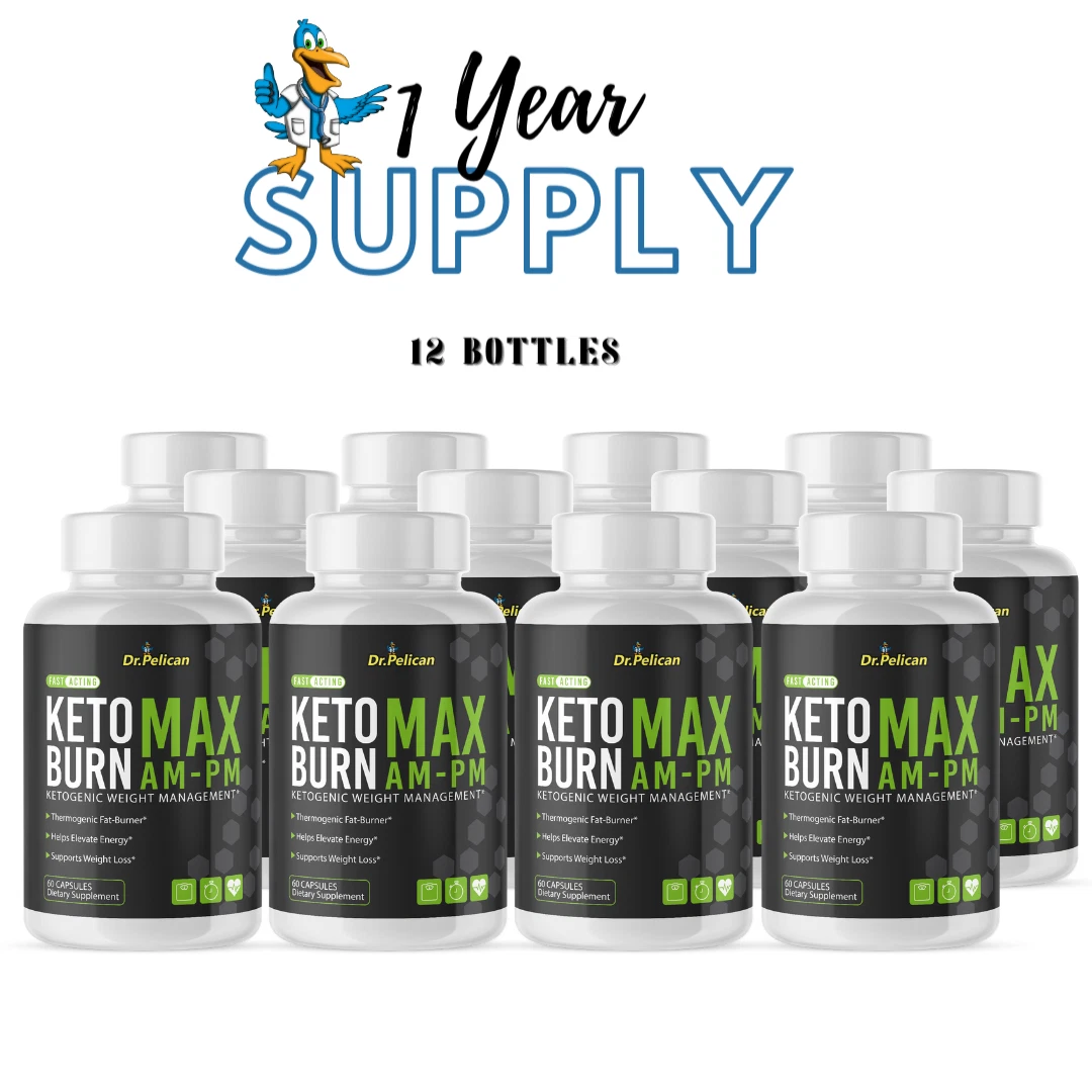 Keto Burn MAX AM-PM- Keto & Weight Support- 12 Bottles- 720 Capsules