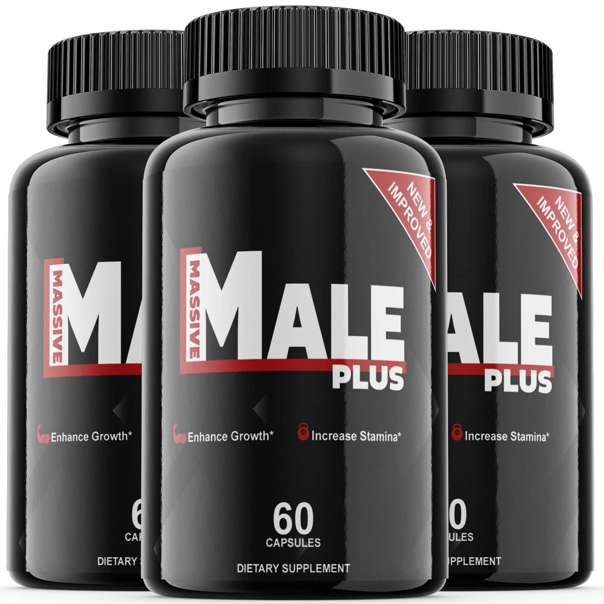 Massive Male Plus - Male Virility - 3 Bottles - 180 Capsules