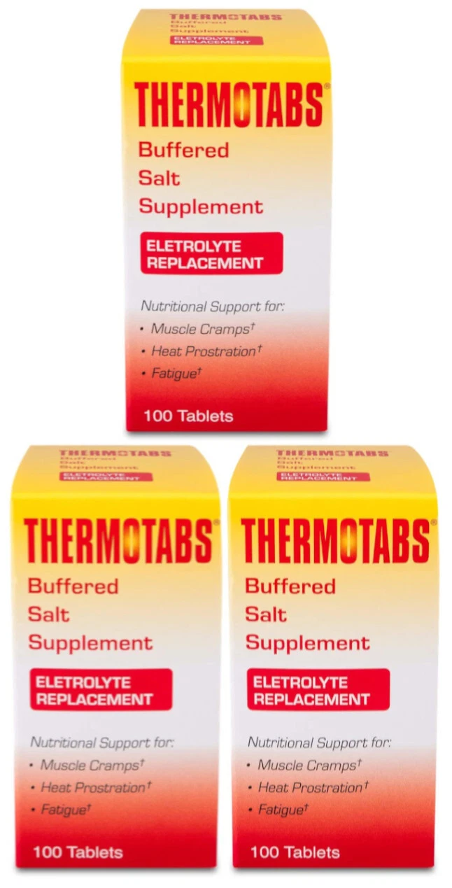 THERMOTABS Salt Supplement Buffered Tablets Nutritional Support 100 Ct Pack of 3