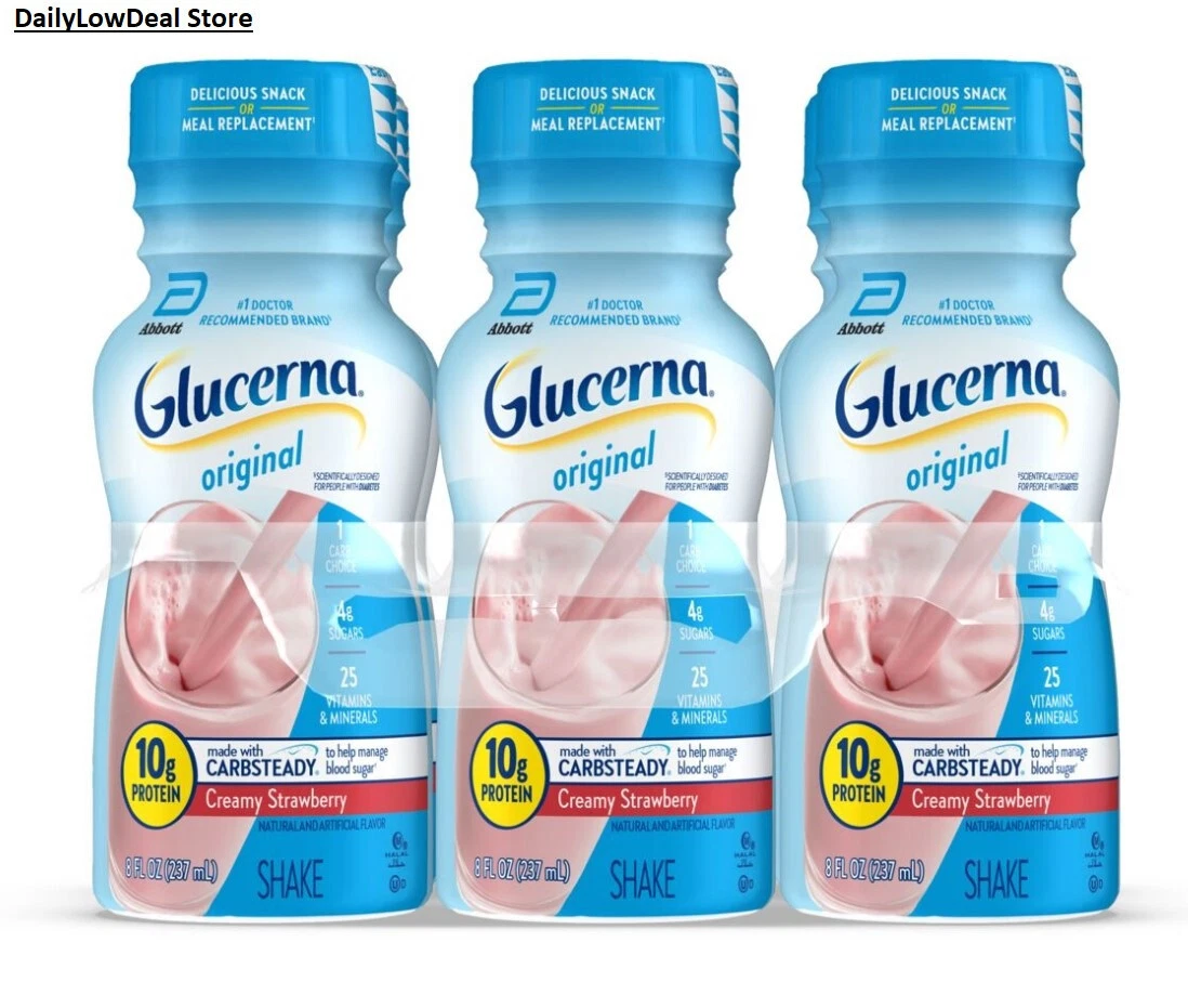 12 Bottles - Glucerna Shake, Creamy Strawberry - 8 oz, Ready to drink bottles