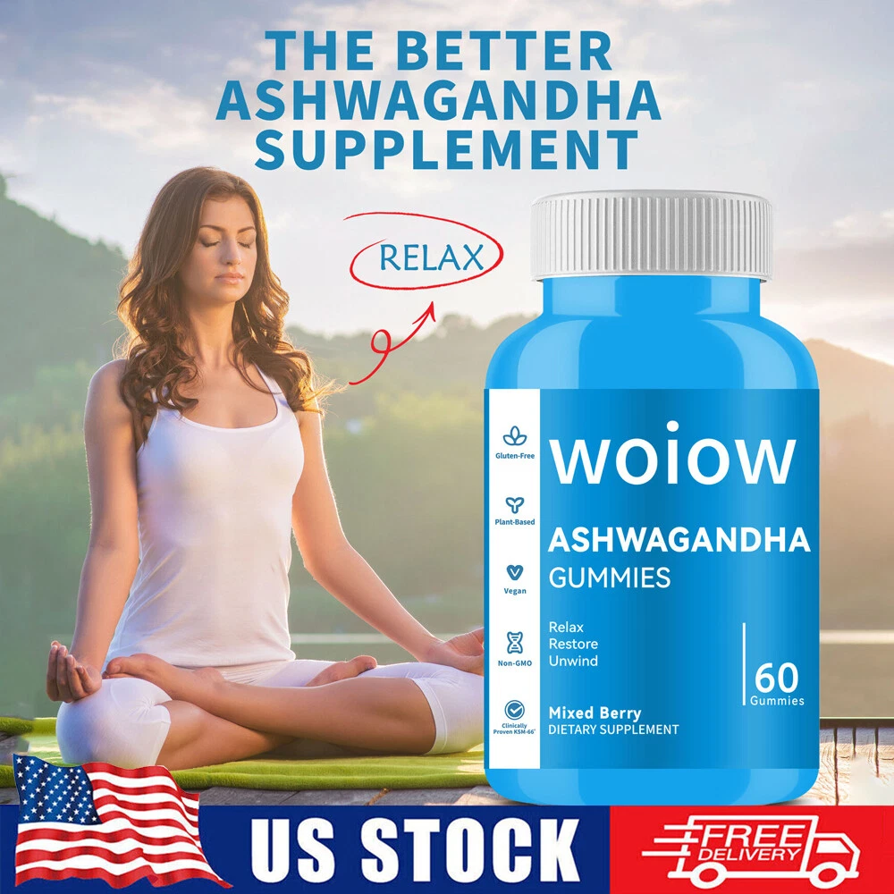 WOIOW 3PCS Nutrition Ashwagandha Gummies Mixed Berry 60 Count Gummies
