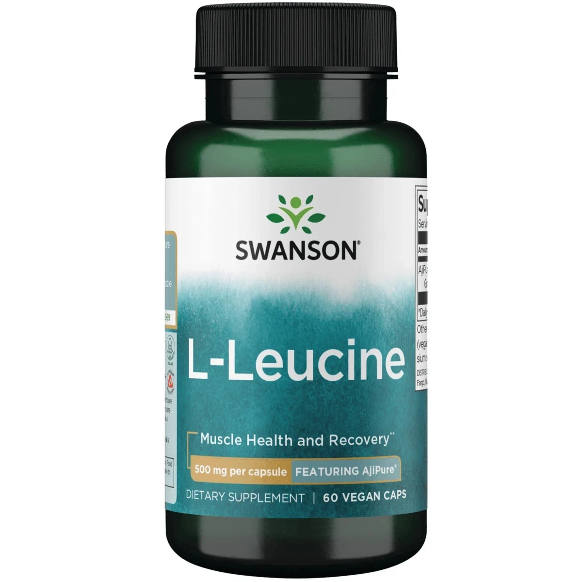Swanson Ajipure L-Leucine, Pharmaceutical Grade 500 mg 60 Veggie Capsules