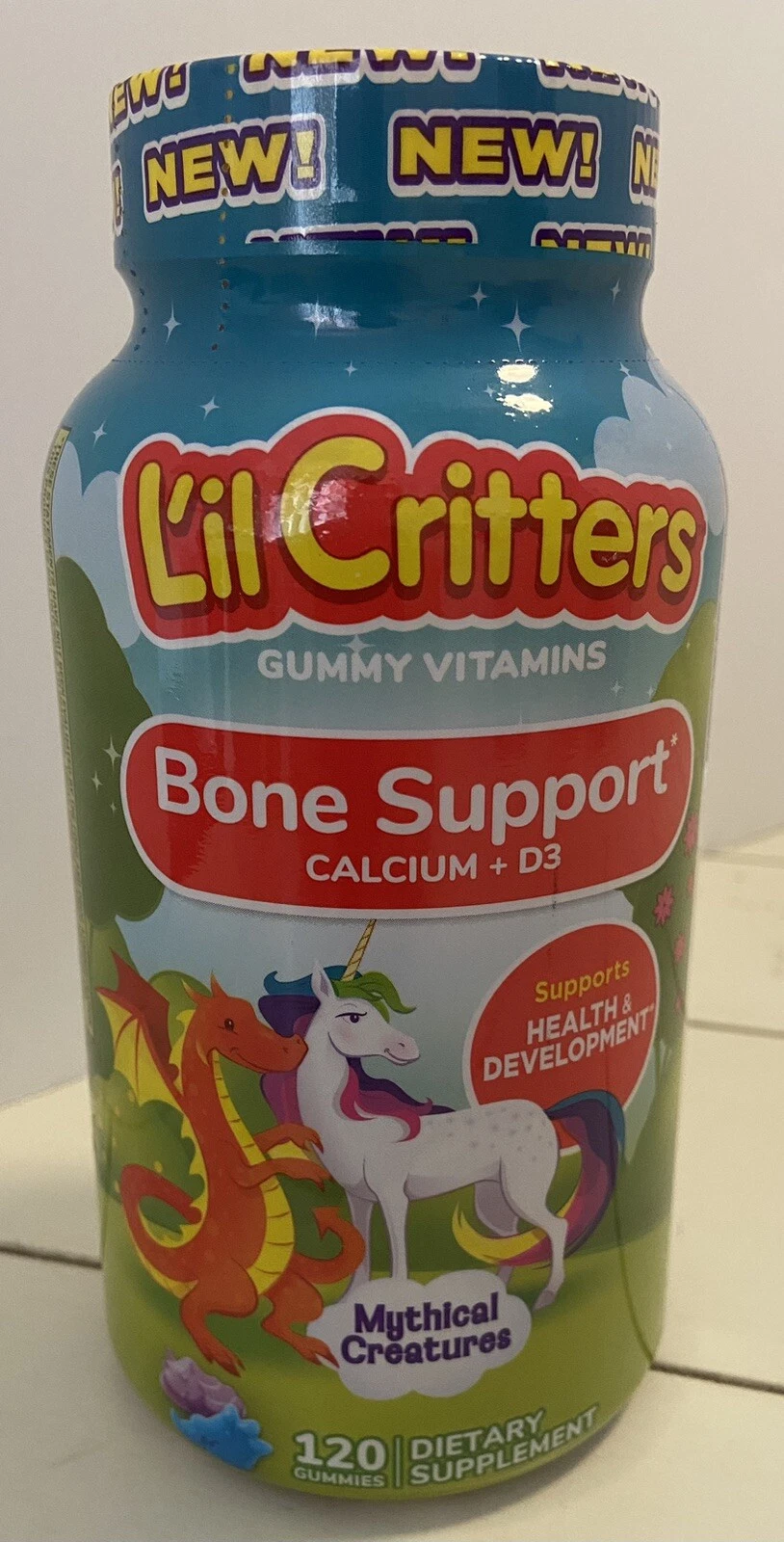Lil Critters 120 Gummies Vitamins Bone Support Calcium D3 Mythical Creatures