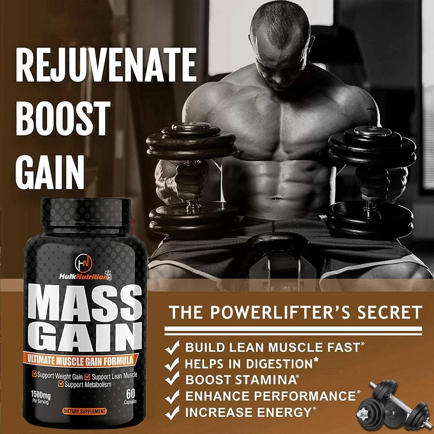 Bulk Mass & Weight Gainer Capsule for Fast Weight & Lean Muscle Gain Muscle Grow