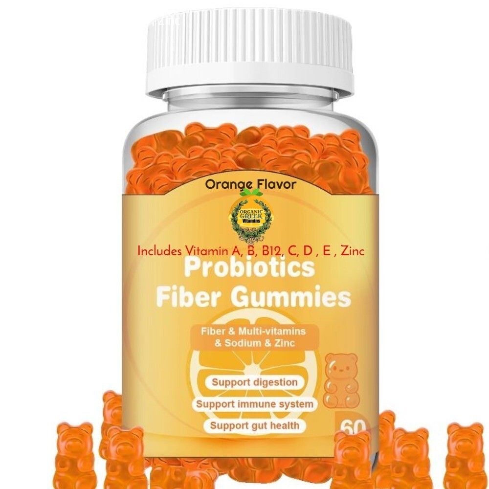 Organic Greek Probiotic Fiber Gummies Digestive Health Immune Dietary Supplement