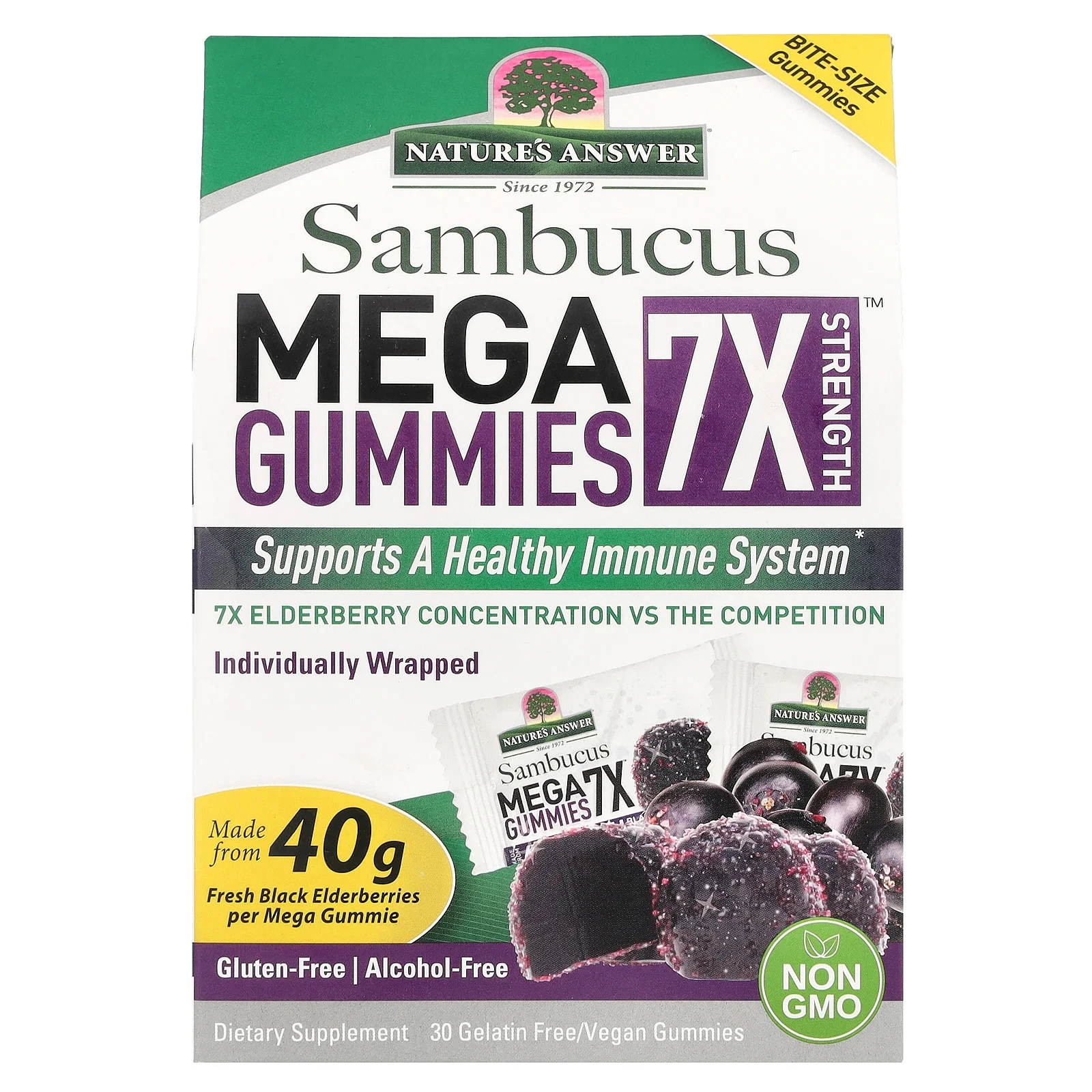 Sambucus Mega Gummies 7X Strength™, 202 mg, 30 Gelatin Free/Vegan Gummies