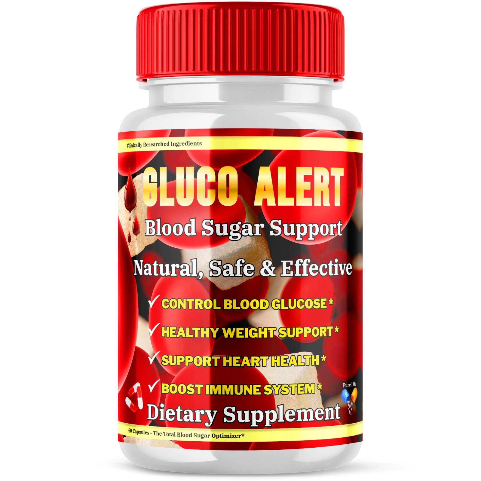 Gluco Alert Blood Sugar Support Capsules Advanced Formula Pills (60 Capsules)