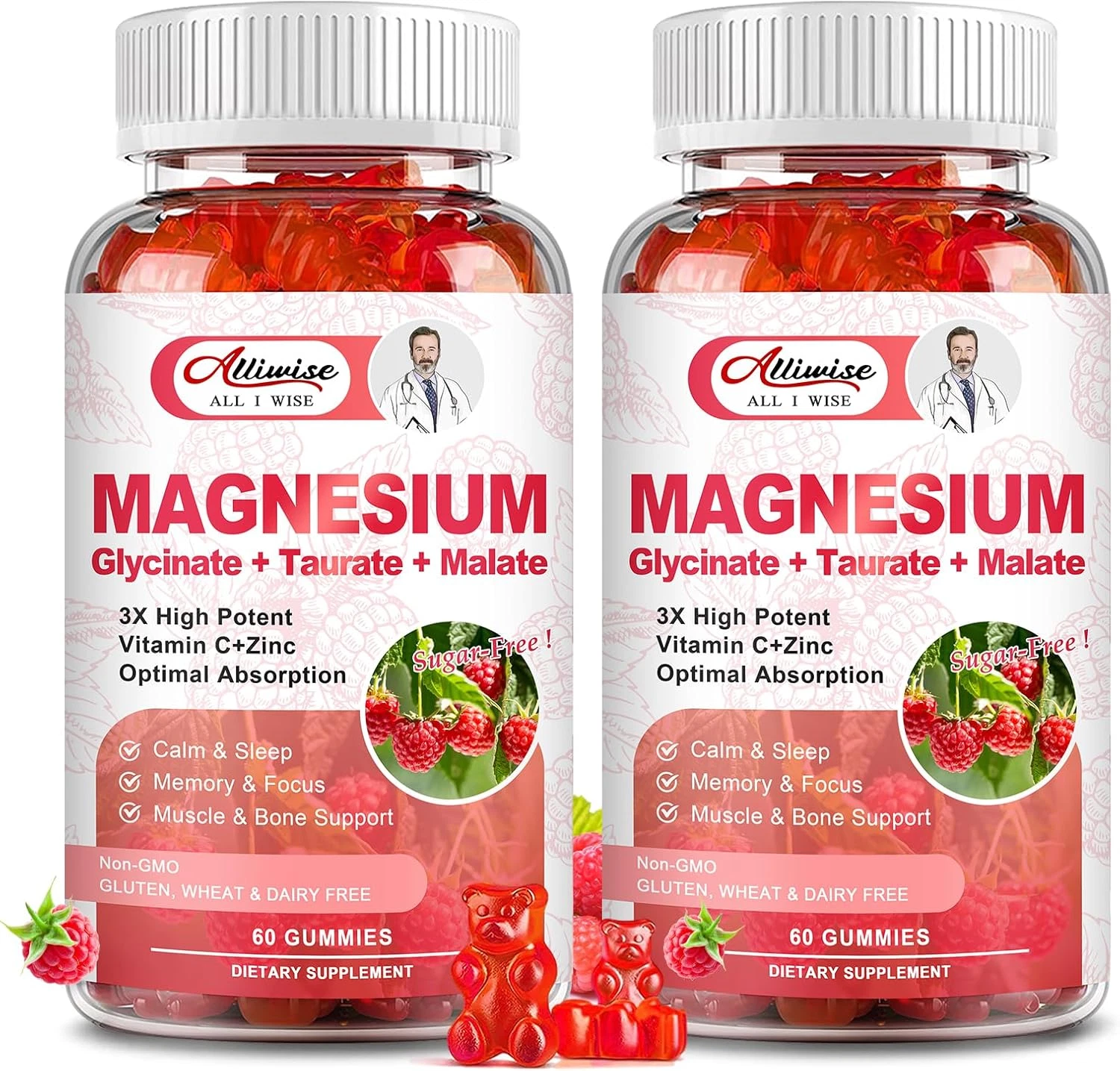 2Pack Magnesium Glycinate Gummies 500Mg,Magnesium Potassium Supplement with T...