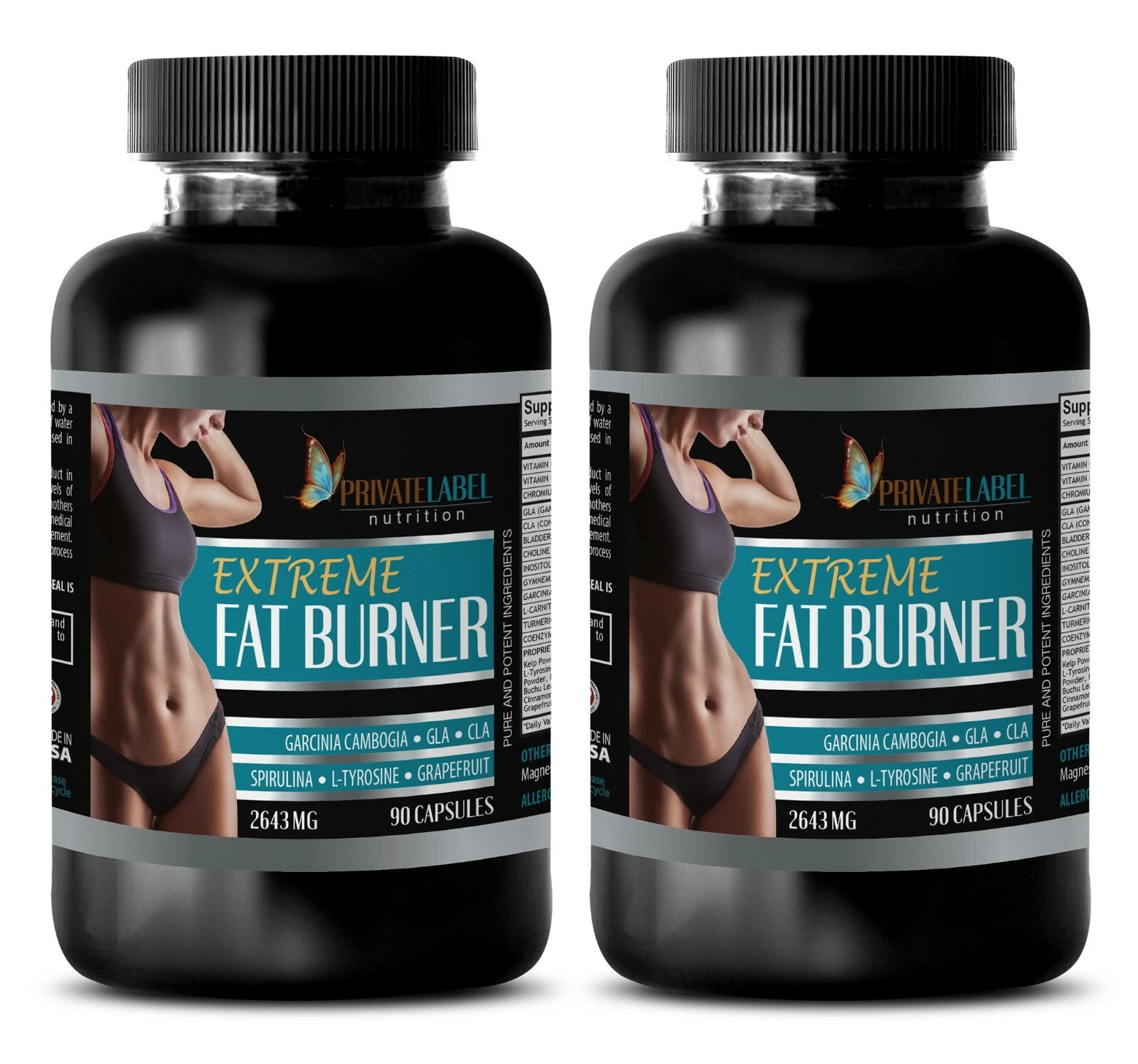 Weight Loss - EXTREAME FAT BURNER 2645mg - dietary supplement 2 Bottle 180 Caps