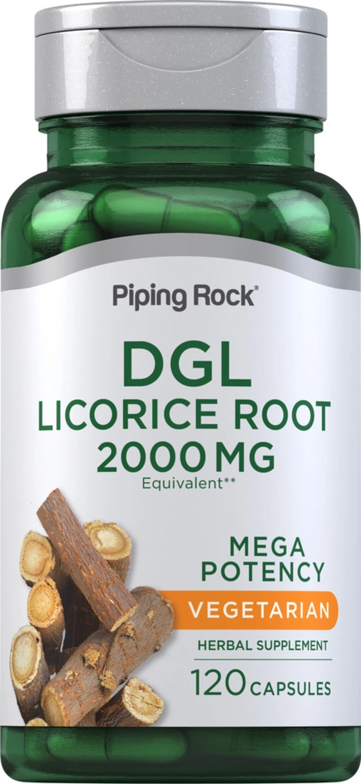 DGL Licorice Supplement | 2000mg | 120 Capsules | Non-GMO | by Piping Rock