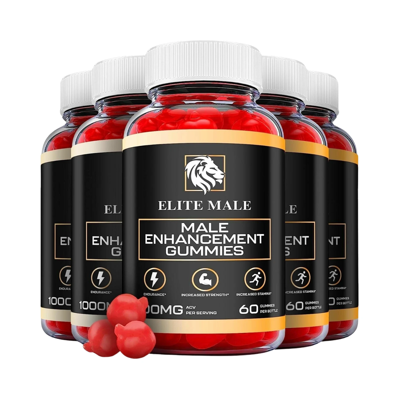 5-Pack Elite Male Gummies - All Natural Enhancement Support For Men -300 Gummies