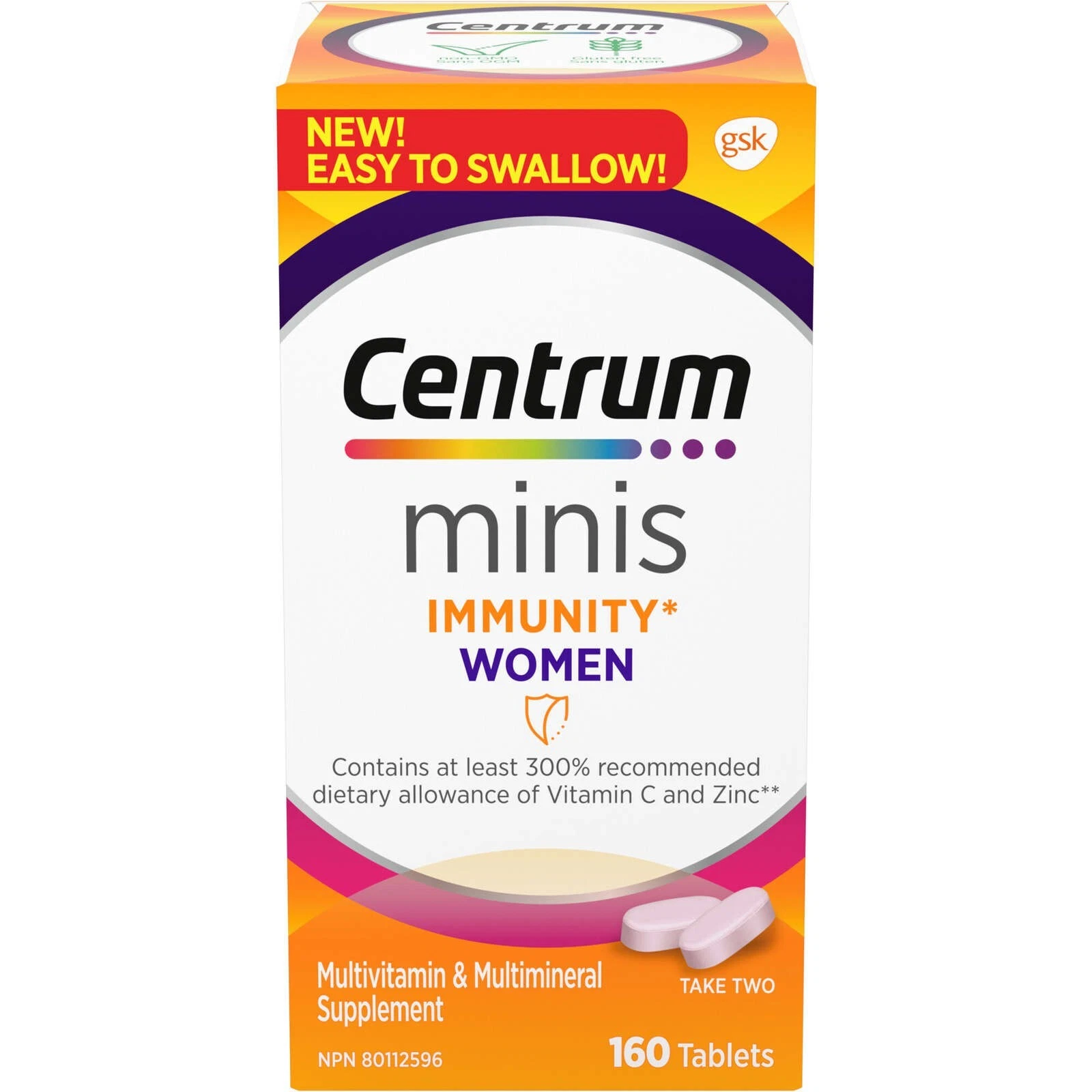 Centrum Minis Immunity Women Vitamin C Zinc Bone Eye Skin Health 160 pcs NEW